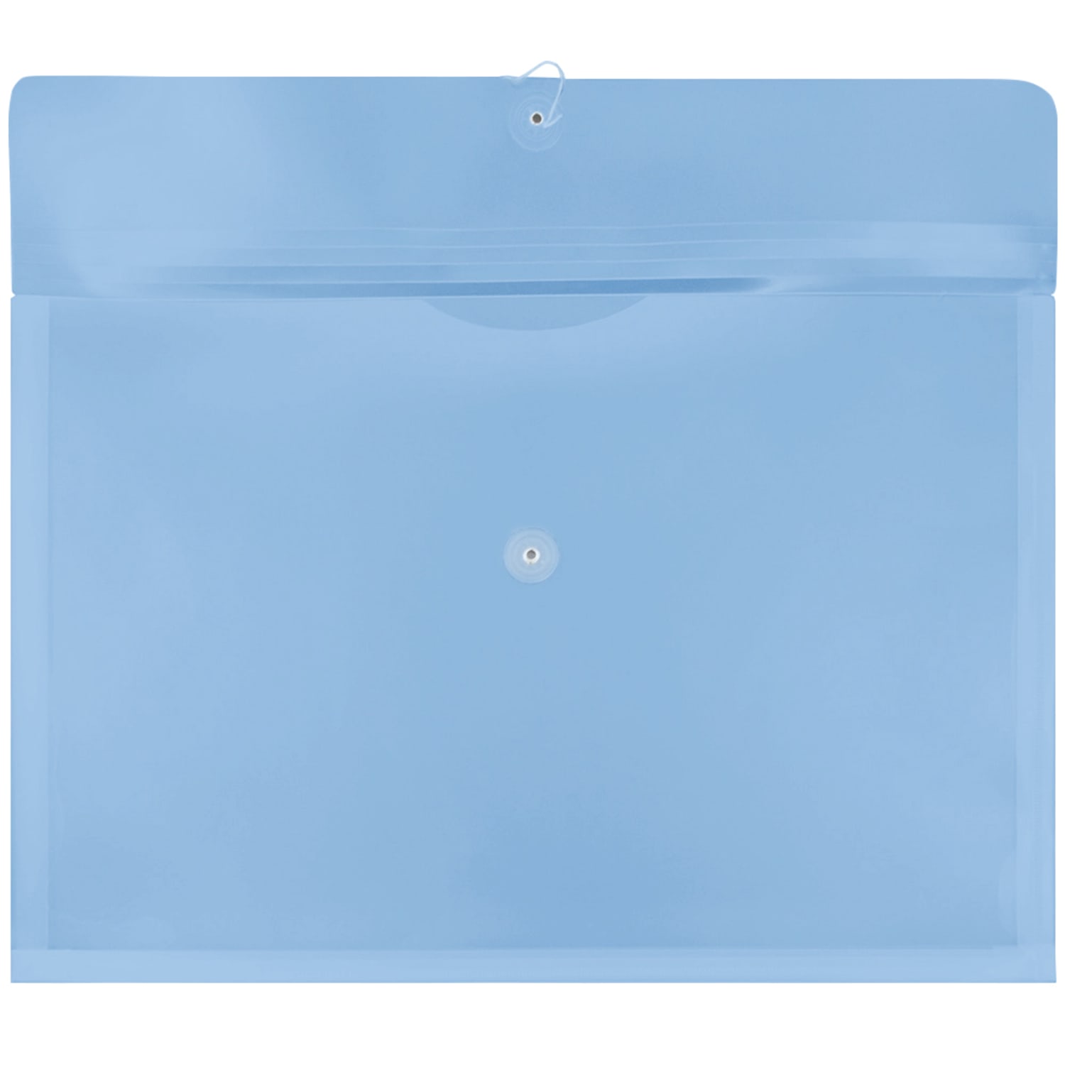 JAM Paper Plastic Booklet Envelopes, 12in x 18in, Button & String Closure, Blue, Pack Of 12 - Image 3
