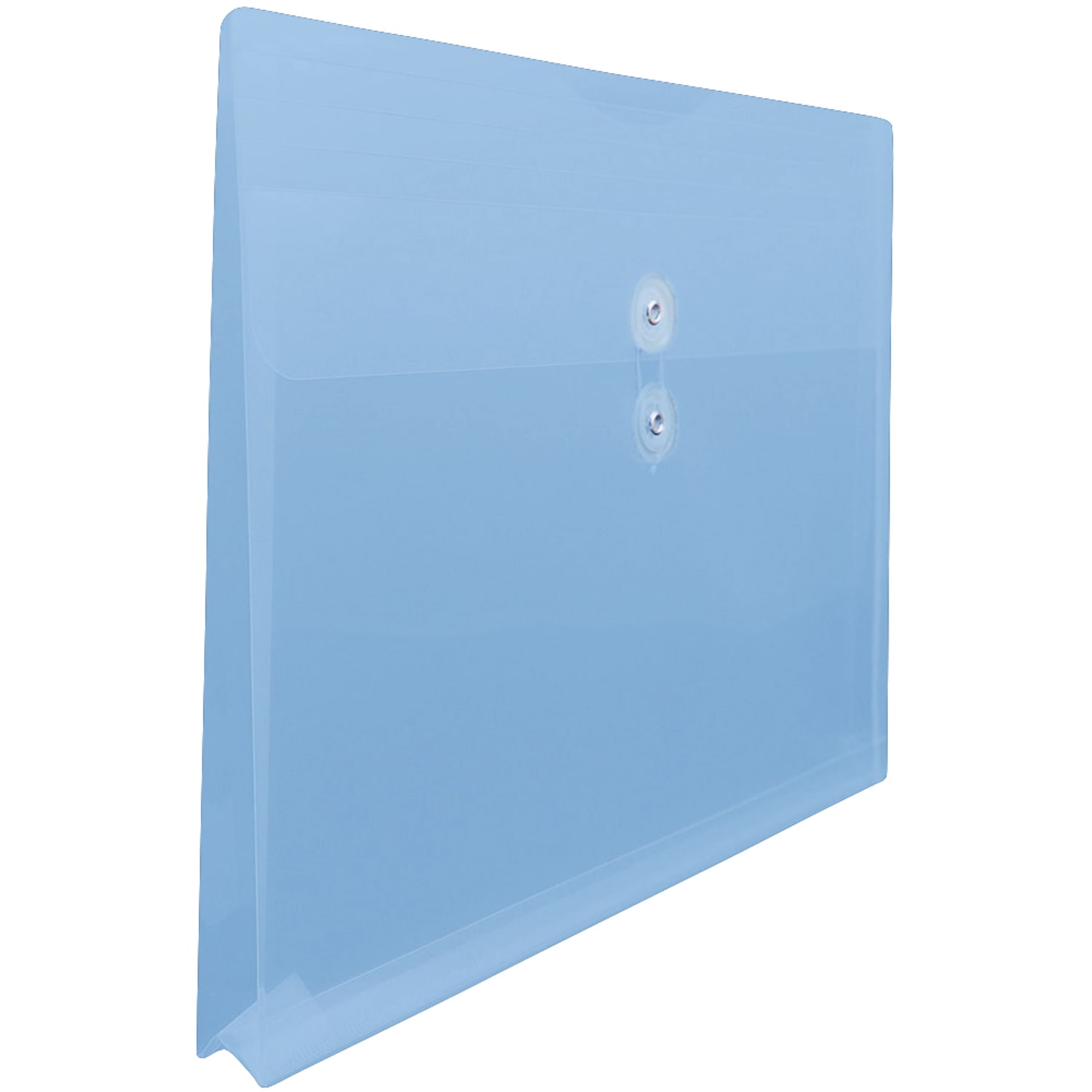 JAM Paper Plastic Booklet Envelopes, 12in x 18in, Button & String Closure, Blue, Pack Of 12 - Image 4