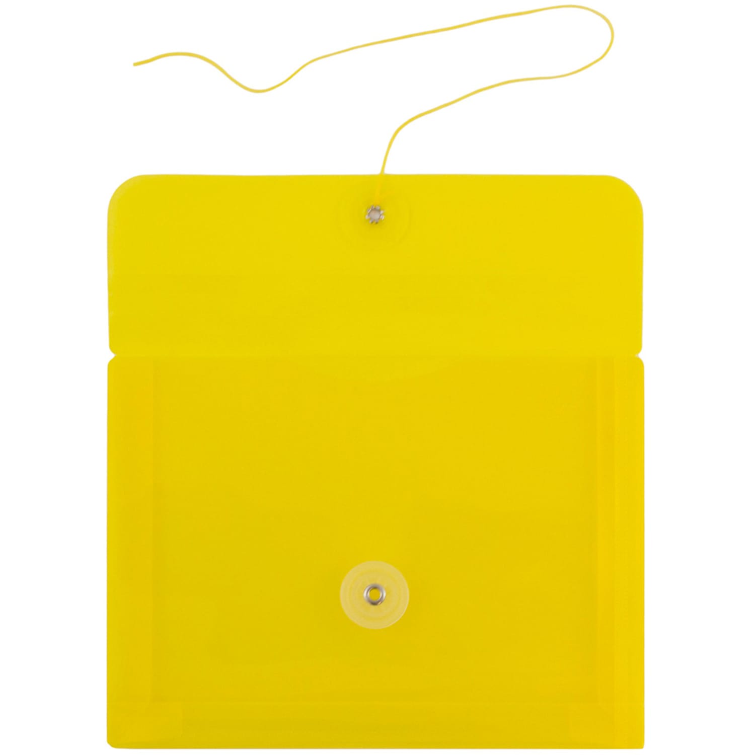 JAM Paper Index Booklet Plastic Envelopes, 5 1/2in x 7 1/2in, Button & String Closure, Yellow, Pack Of 12 - Image 3