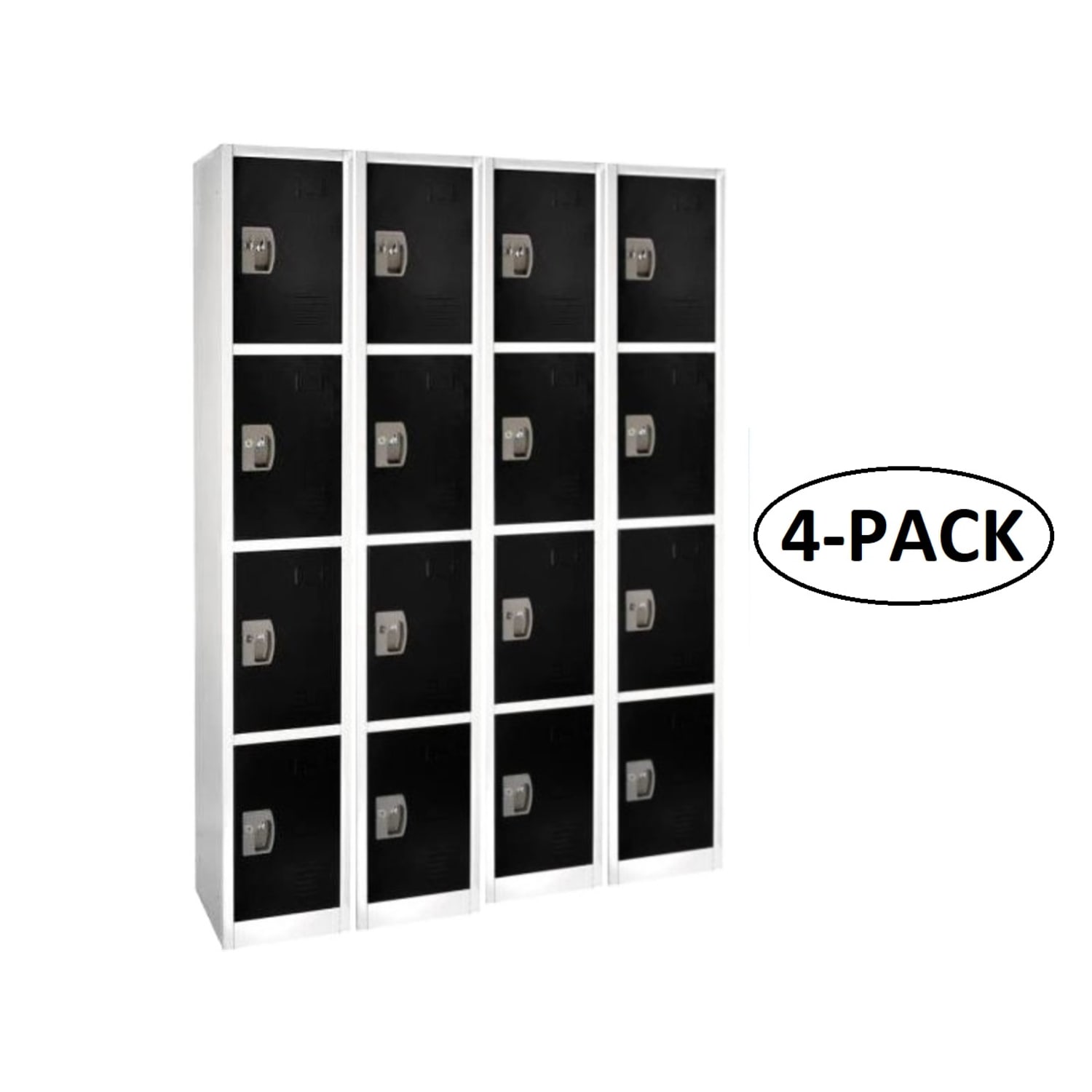 Alpine AdirOffice 4-Tier Steel Lockers, 72inH x 12inW x 12inD, Black, Pack Of 4 Lockers - Image 3