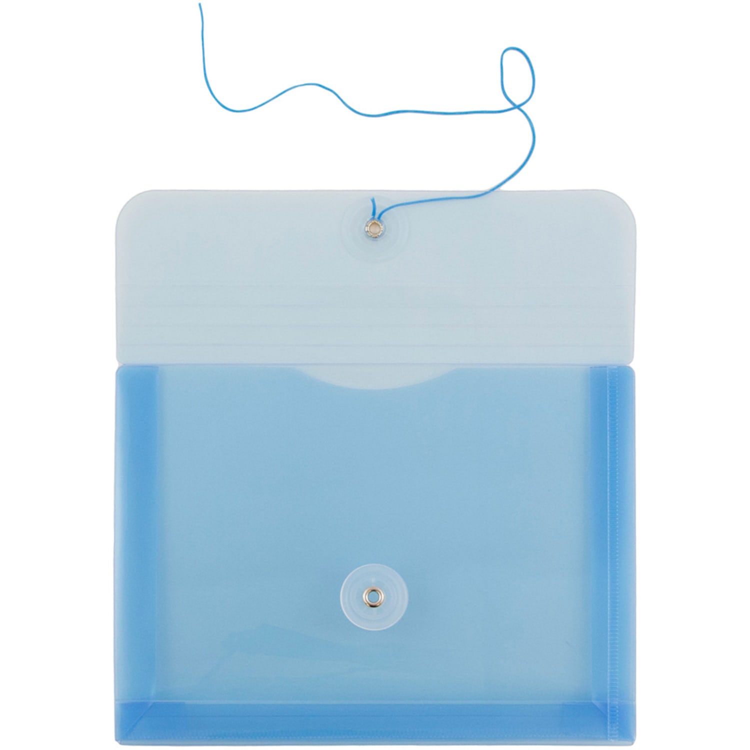 JAM Paper Index Booklet Plastic Envelopes, 5 1/2in x 7 1/2in, Button & String Closure, Blue, Pack Of 12 - Image 3