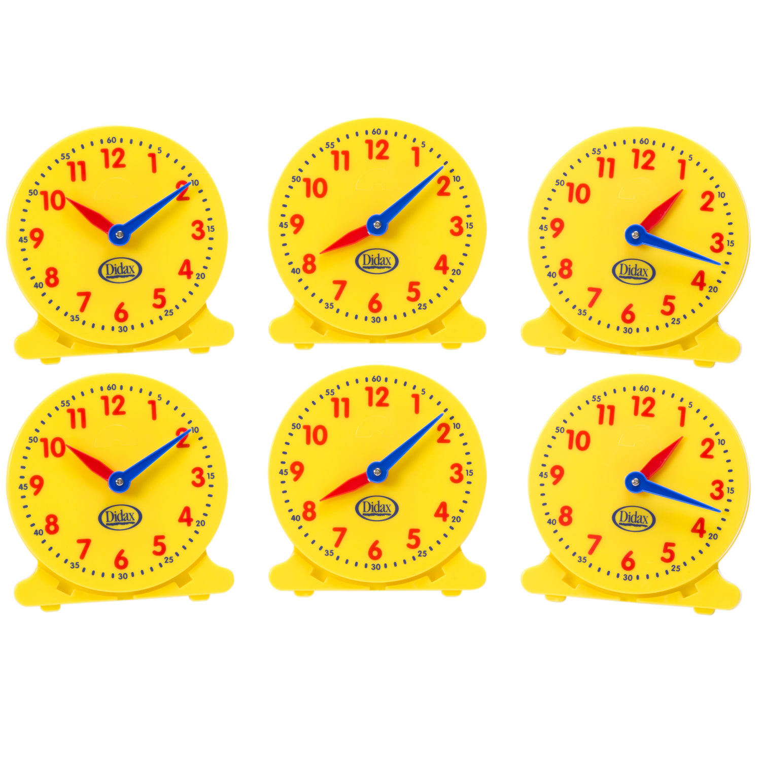 Didax 5in Student Clocks, Multicolor, Grades 1-2, Set Of 6 Clocks