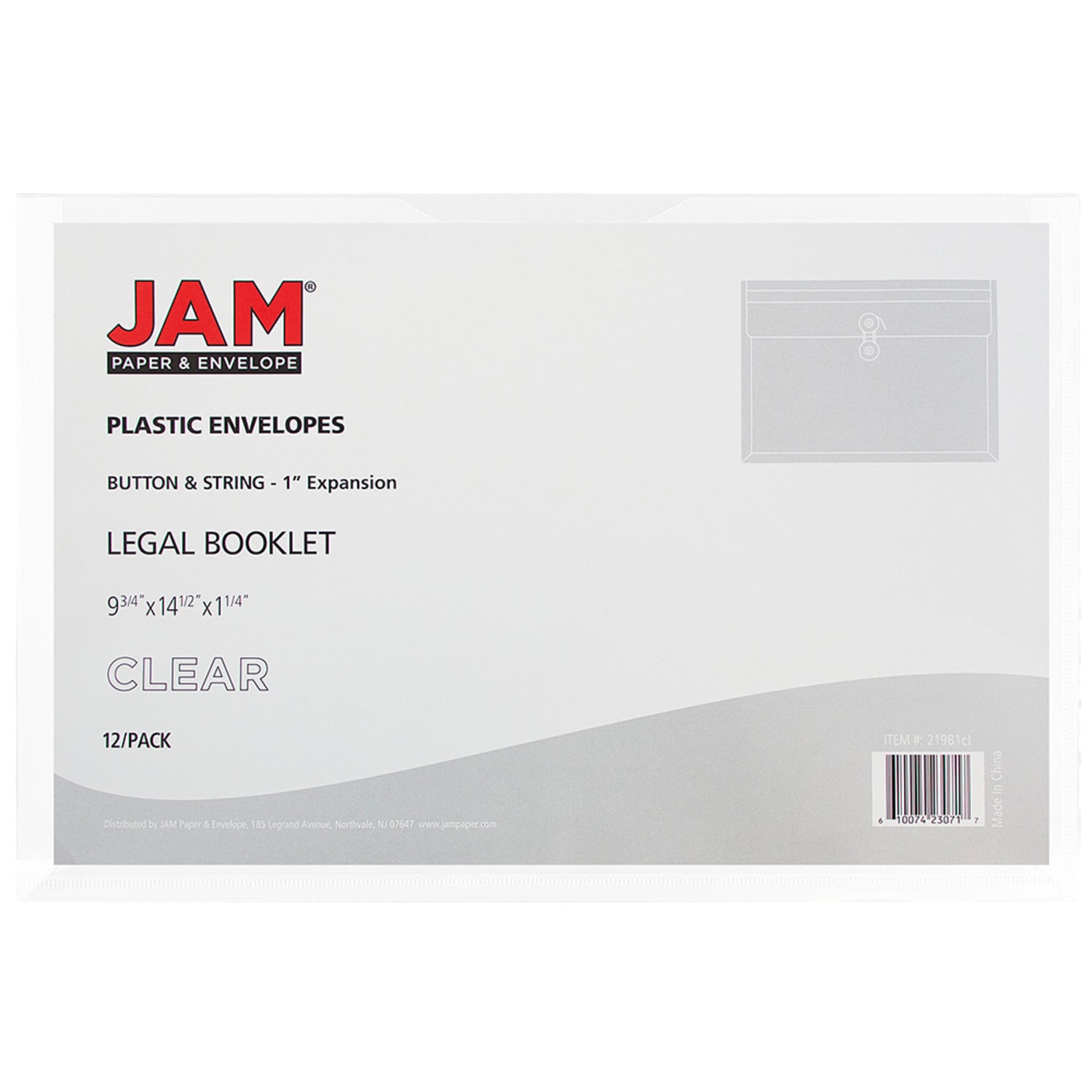 JAM Paper Plastic Booklet Envelopes, Legal-Size, 9 3/4in x 14 1/2in, Button & String, Clear, Pack Of 12 - Image 3