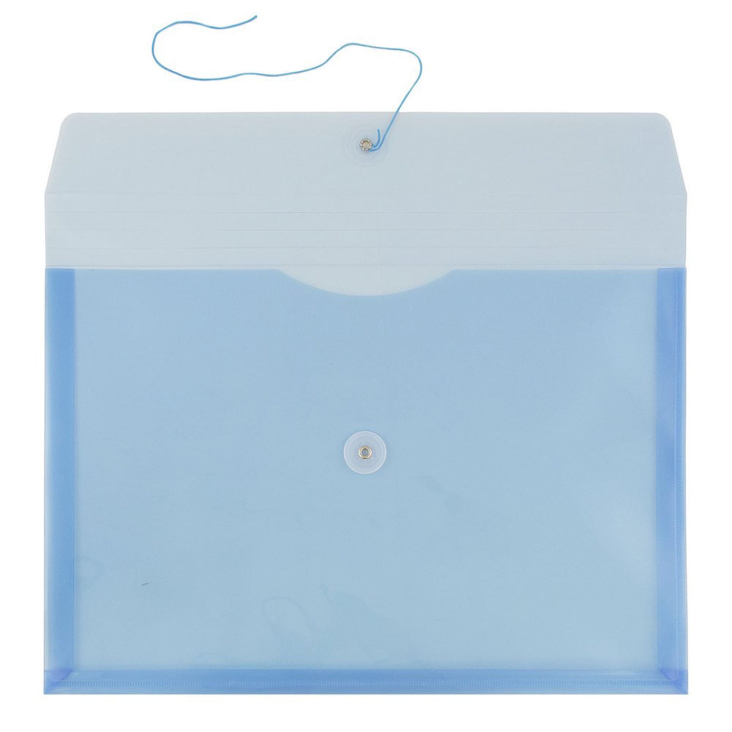 JAM Paper Plastic Booklet Envelopes, Legal-Size, 9 3/4in x 14 1/2in, Button & String Closure, Blue, Pack Of 12 - Image 3