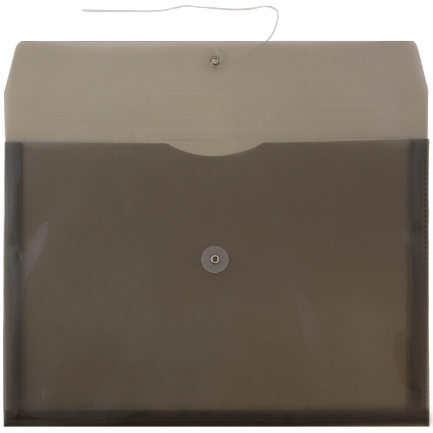 JAM Paper Plastic Booklet Envelopes, Legal-Size, 10 1/4in x 14 1/2in, Button & String Closure, Smoke Gray, Pack Of 12 - Image 3
