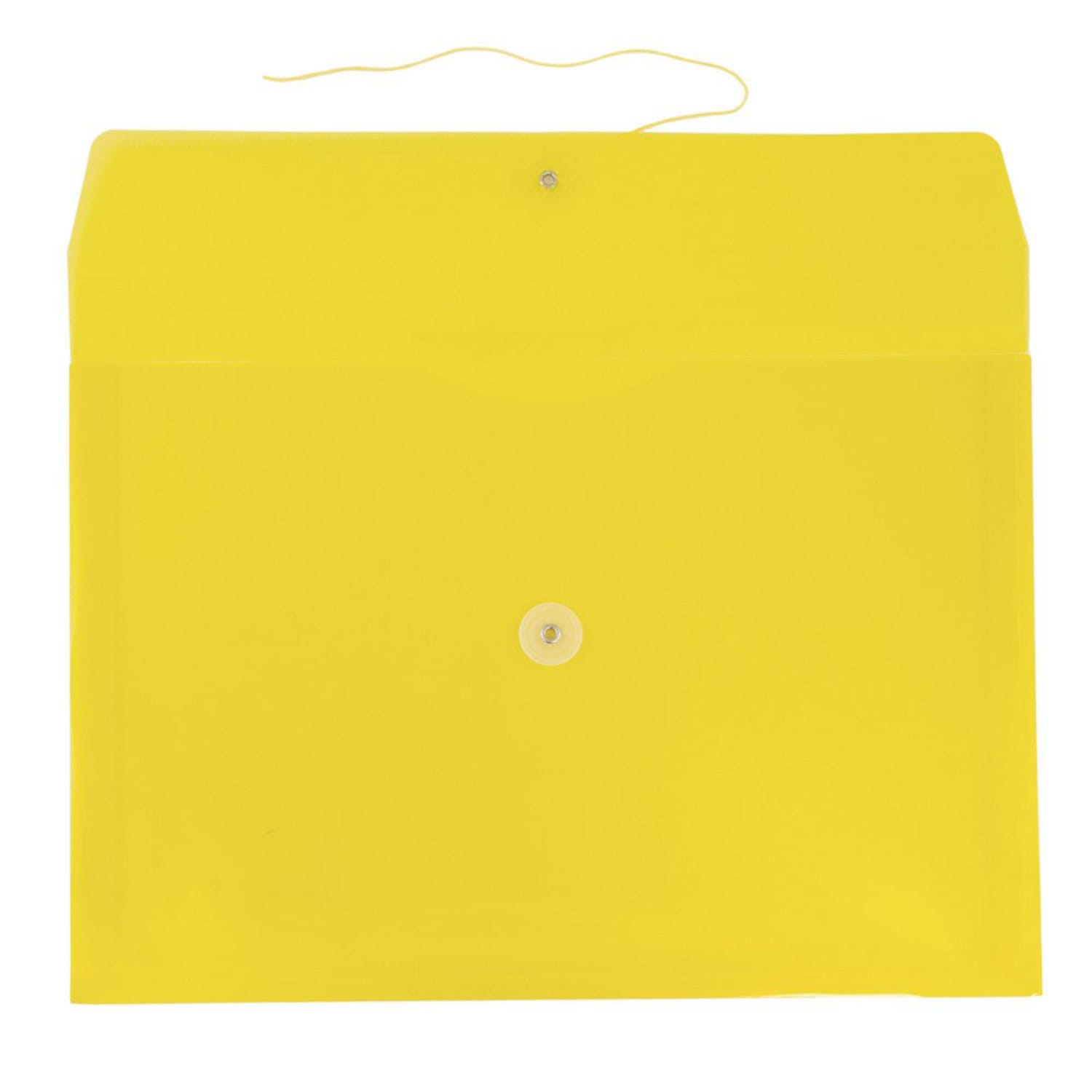 JAM Paper Plastic Booklet Envelopes, Legal-Size, 9 3/4in x 14 1/2in, Button & String Closure, Yellow, Pack Of 12 - Image 3