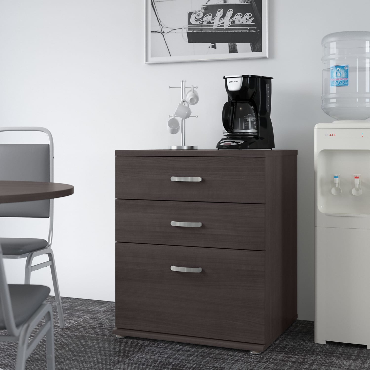 Bush Business Furniture Universal Floor Storage Cabinet With Drawers, Storm Gray, Standard Delivery - Image 3