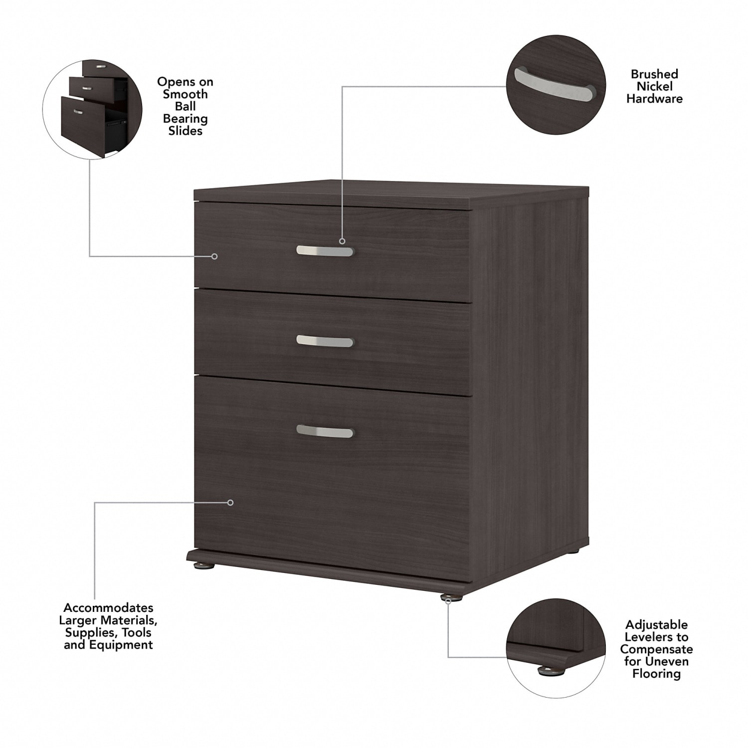 Bush Business Furniture Universal Floor Storage Cabinet With Drawers, Storm Gray, Standard Delivery - Image 4