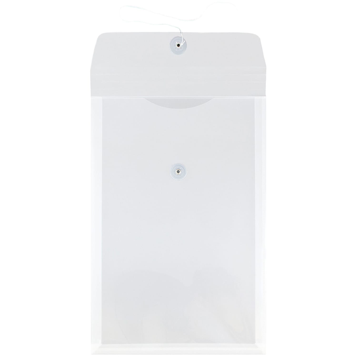 JAM Paper Open-End Plastic Envelopes, Legal-Size, 9 3/4in x 14 1/2in, Button & String Closure, Clear, Pack Of 12 - Image 3