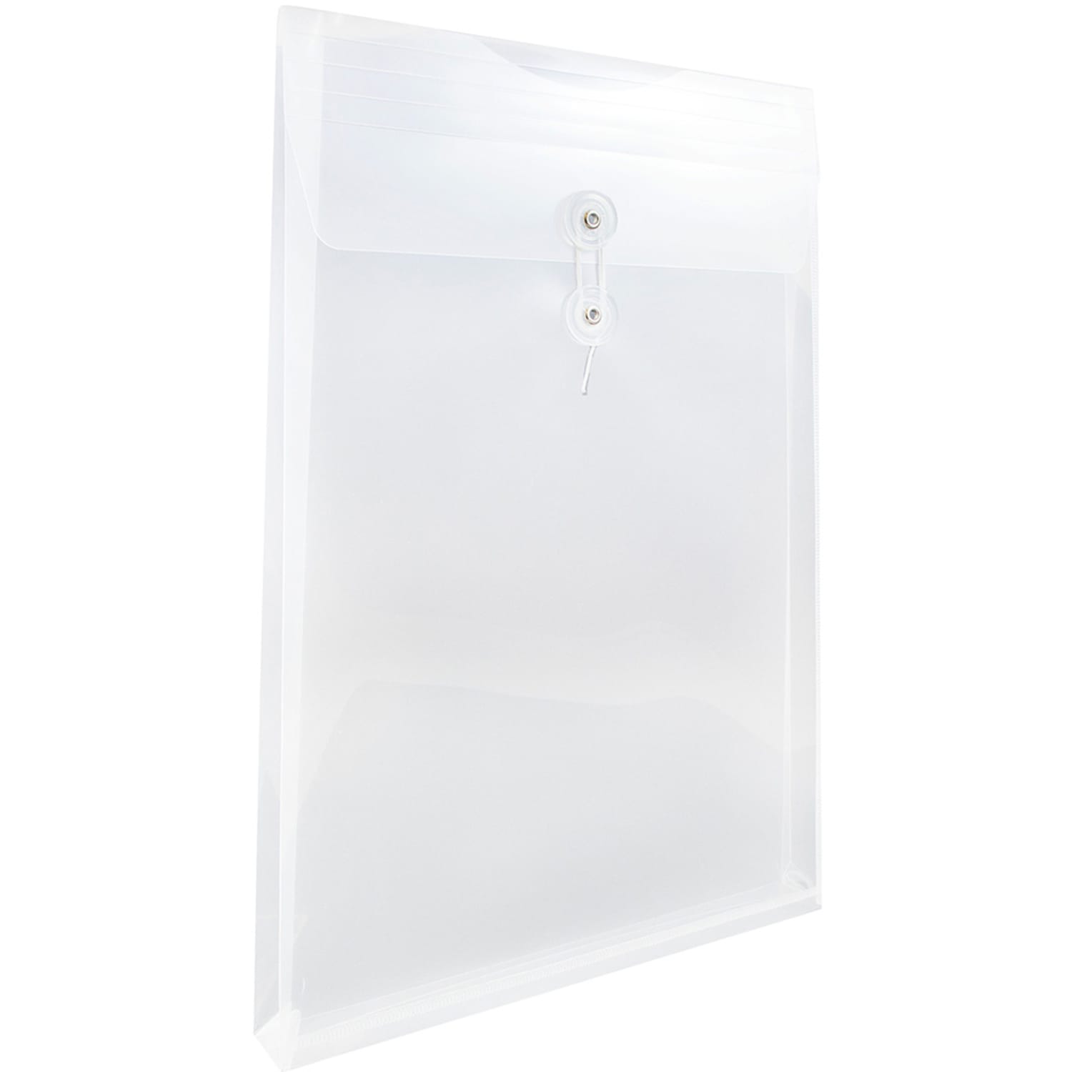 JAM Paper Open-End Plastic Envelopes, Legal-Size, 9 3/4in x 14 1/2in, Button & String Closure, Clear, Pack Of 12 - Image 4