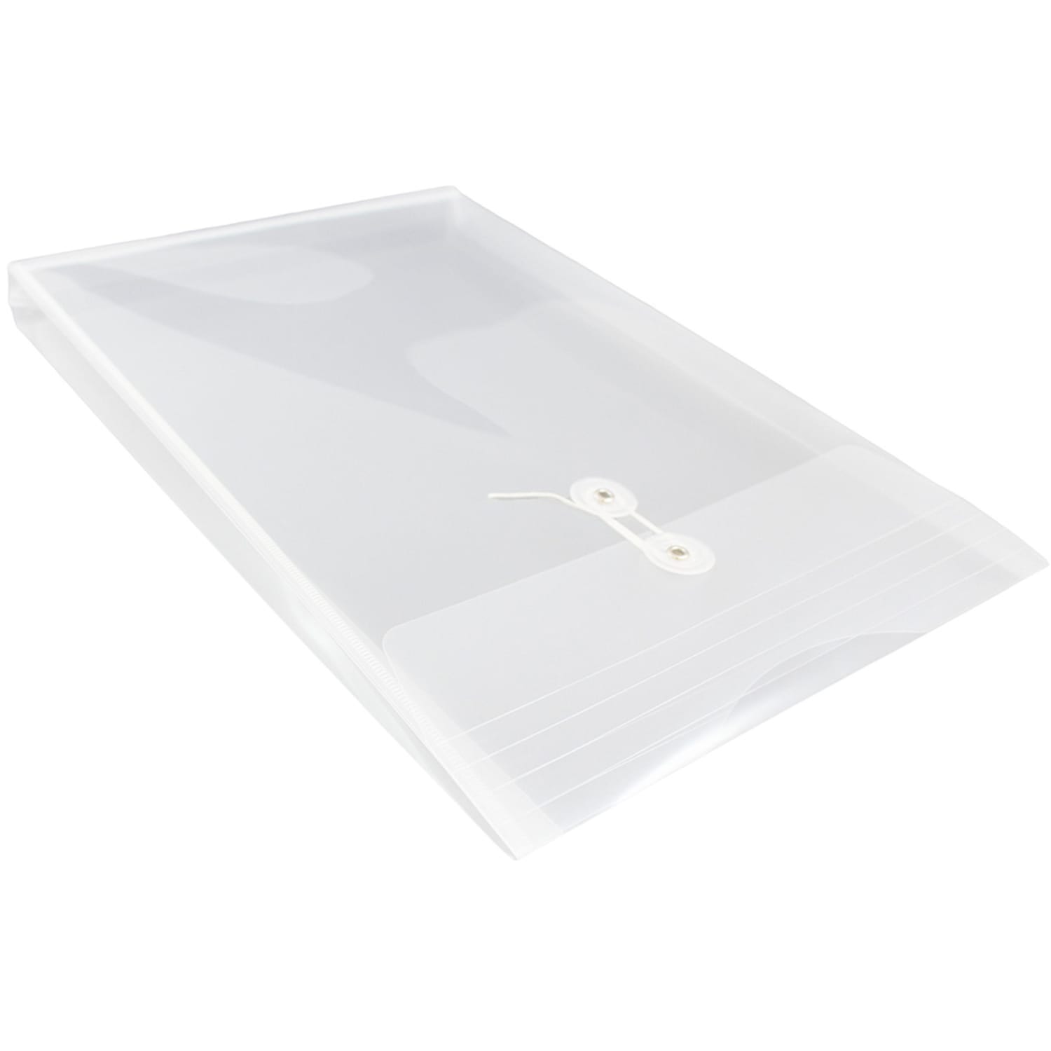 JAM Paper Open-End Plastic Envelopes, Legal-Size, 9 3/4in x 14 1/2in, Button & String Closure, Clear, Pack Of 12 - Image 5