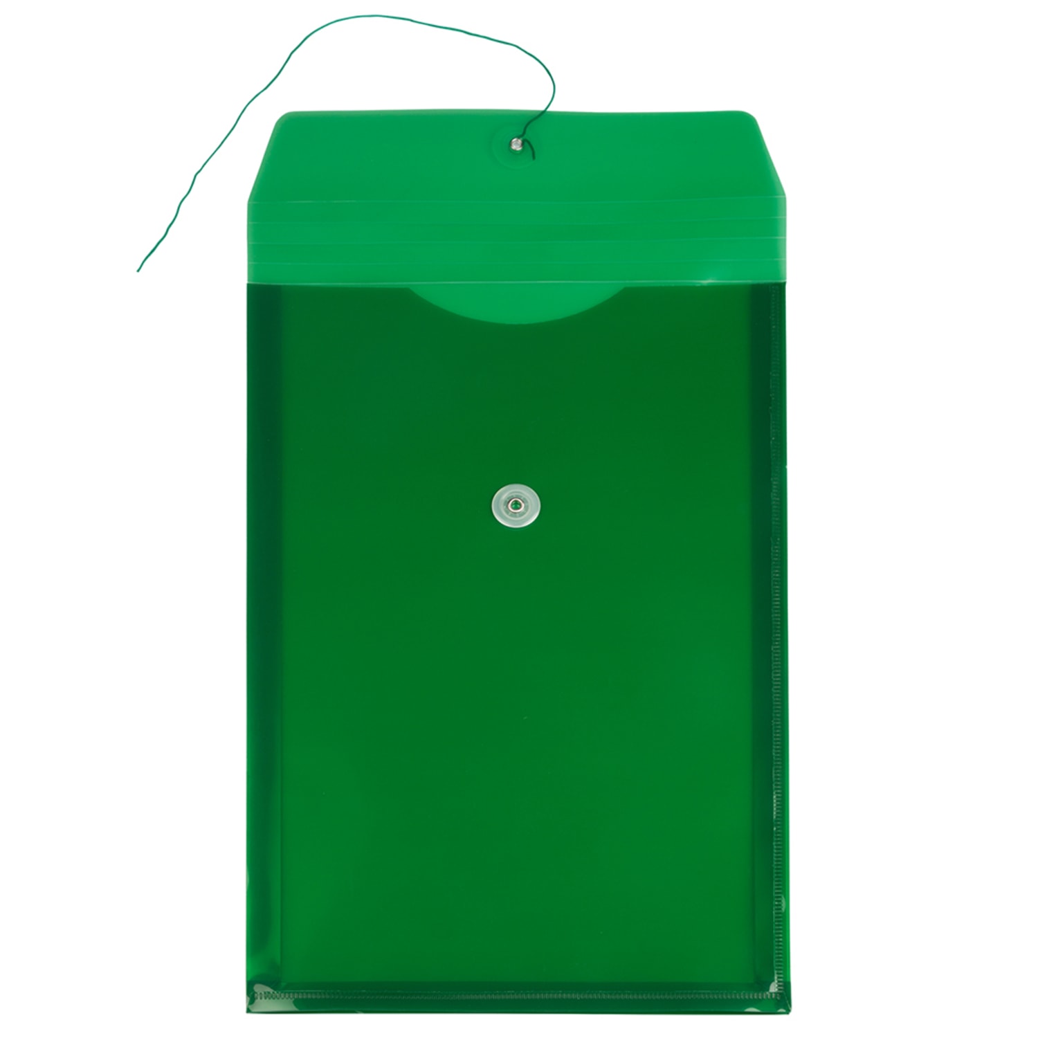 JAM Paper Open-End Plastic Envelopes, Legal-Size, 9 3/4in x 14 1/2in, Button & String Closure, Green, Pack Of 12 - Image 3