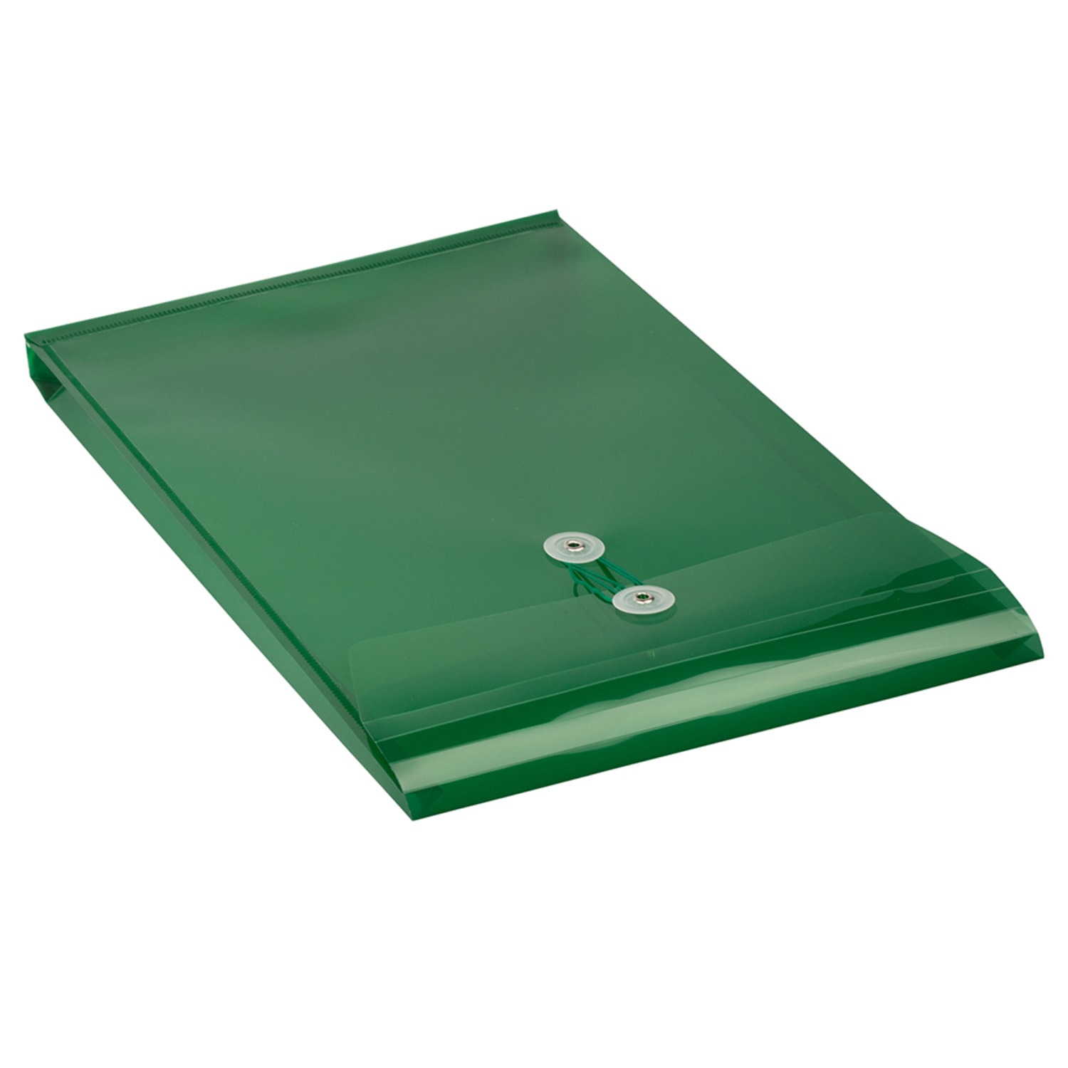 JAM Paper Open-End Plastic Envelopes, Legal-Size, 9 3/4in x 14 1/2in, Button & String Closure, Green, Pack Of 12 - Image 5
