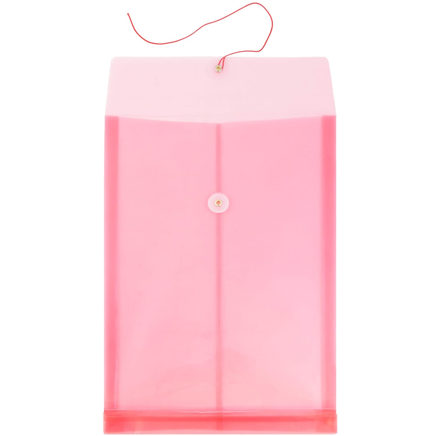 JAM Paper Open-End Plastic Envelopes, Legal-Size, 9 3/4in x 14 1/2in, Button & String Closure, Pink, Pack Of 12 - Image 3