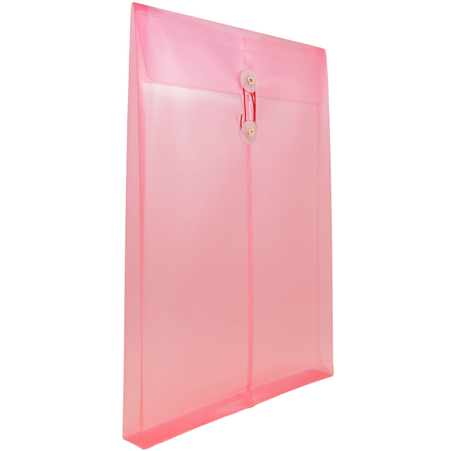 JAM Paper Open-End Plastic Envelopes, Legal-Size, 9 3/4in x 14 1/2in, Button & String Closure, Pink, Pack Of 12 - Image 4