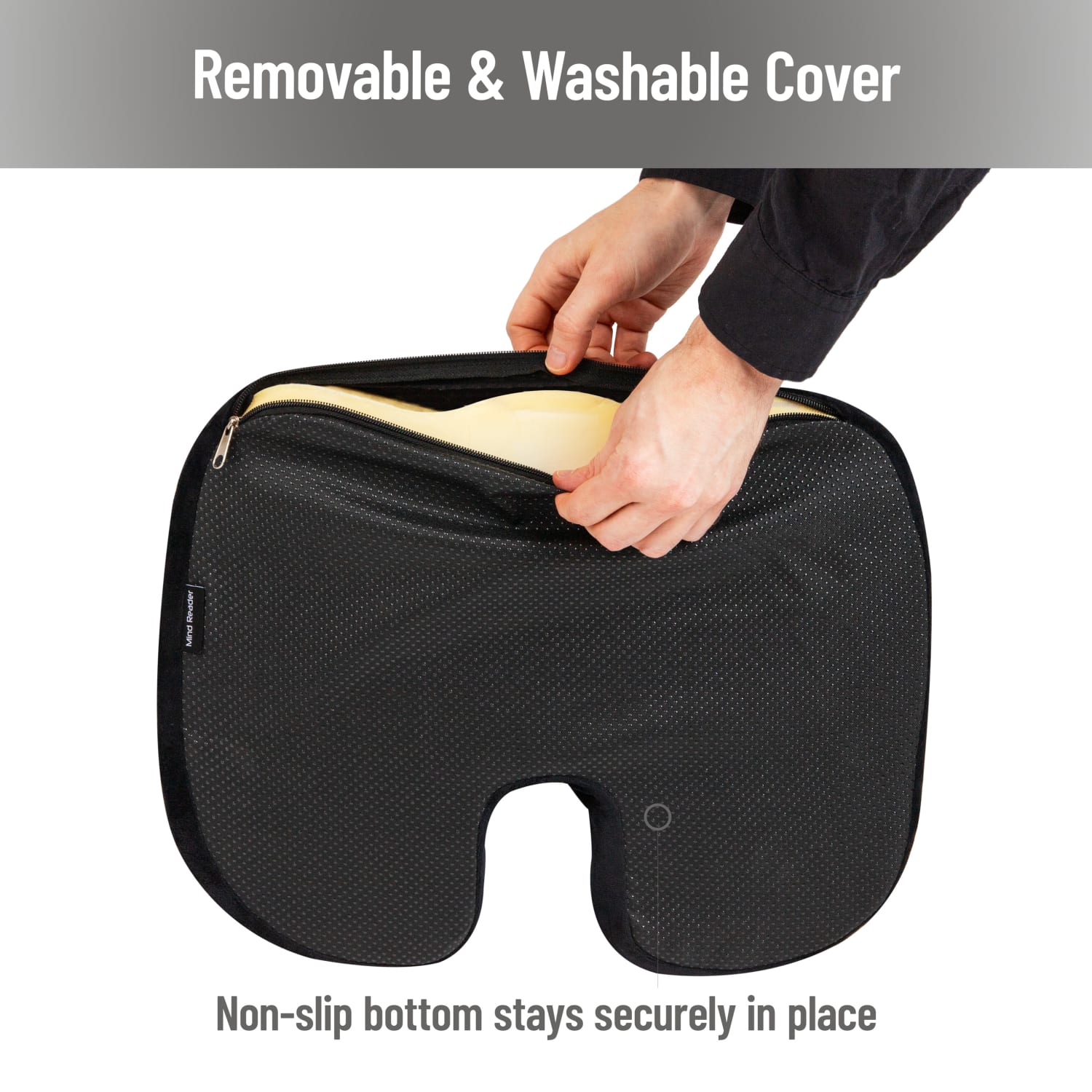Mind Reader Ergonomic Orthopedic Seat Cushion, Memory Foam, 2-3/4inH x 13-1/2inW x 18inL, Black - Image 7