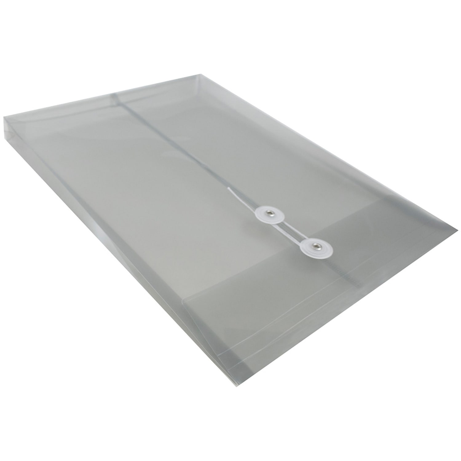 JAM Paper Open-End Plastic Envelopes, Legal-Size, 9 3/4in x 14 1/2in, Button & String Closure, Smoke Gray, Pack Of 12 - Image 5