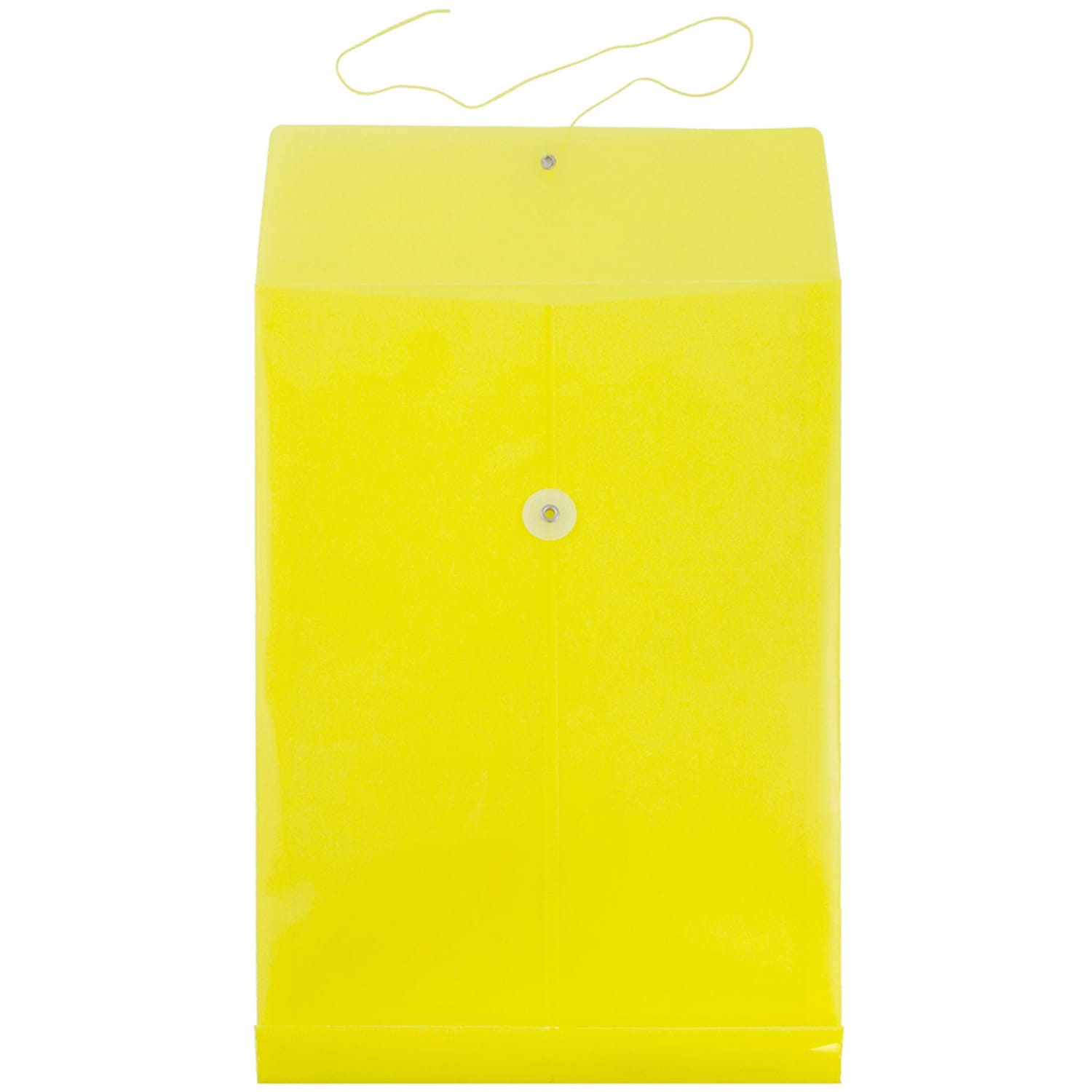 JAM Paper Open-End Plastic Envelopes, Legal-Size, 9 3/4in x 14 1/2in, Button & String Closure, Yellow, Pack Of 12 - Image 3