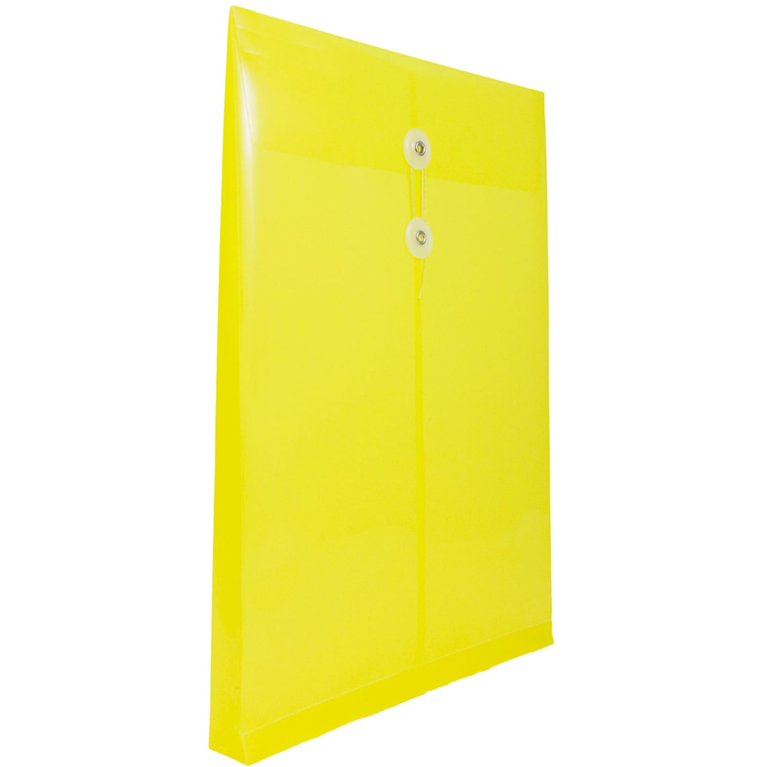 JAM Paper Open-End Plastic Envelopes, Legal-Size, 9 3/4in x 14 1/2in, Button & String Closure, Yellow, Pack Of 12 - Image 4