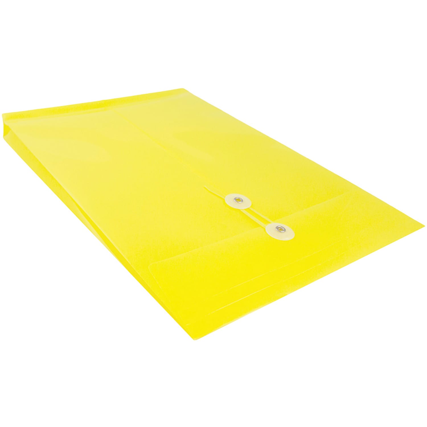JAM Paper Open-End Plastic Envelopes, Legal-Size, 9 3/4in x 14 1/2in, Button & String Closure, Yellow, Pack Of 12 - Image 5