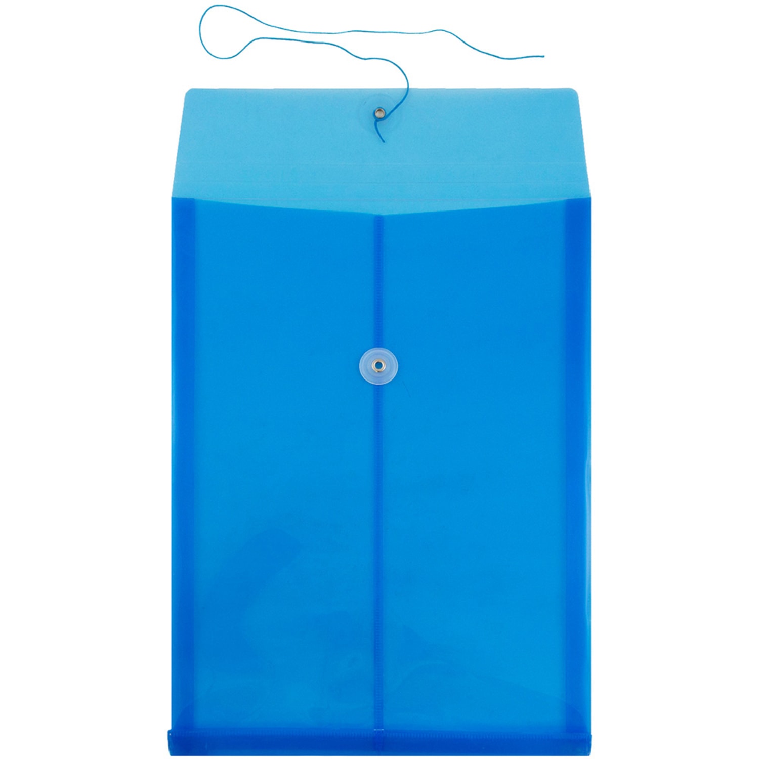 JAM Paper Open-End Plastic Envelopes, Legal-Size, 9 3/4in x 14 1/2in, Button & String Closure, Blue, Pack Of 12 - Image 3