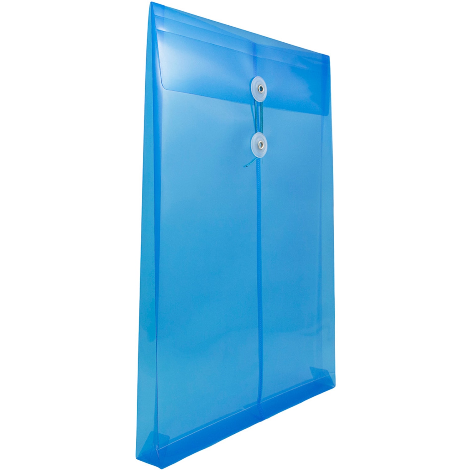 JAM Paper Open-End Plastic Envelopes, Legal-Size, 9 3/4in x 14 1/2in, Button & String Closure, Blue, Pack Of 12 - Image 4