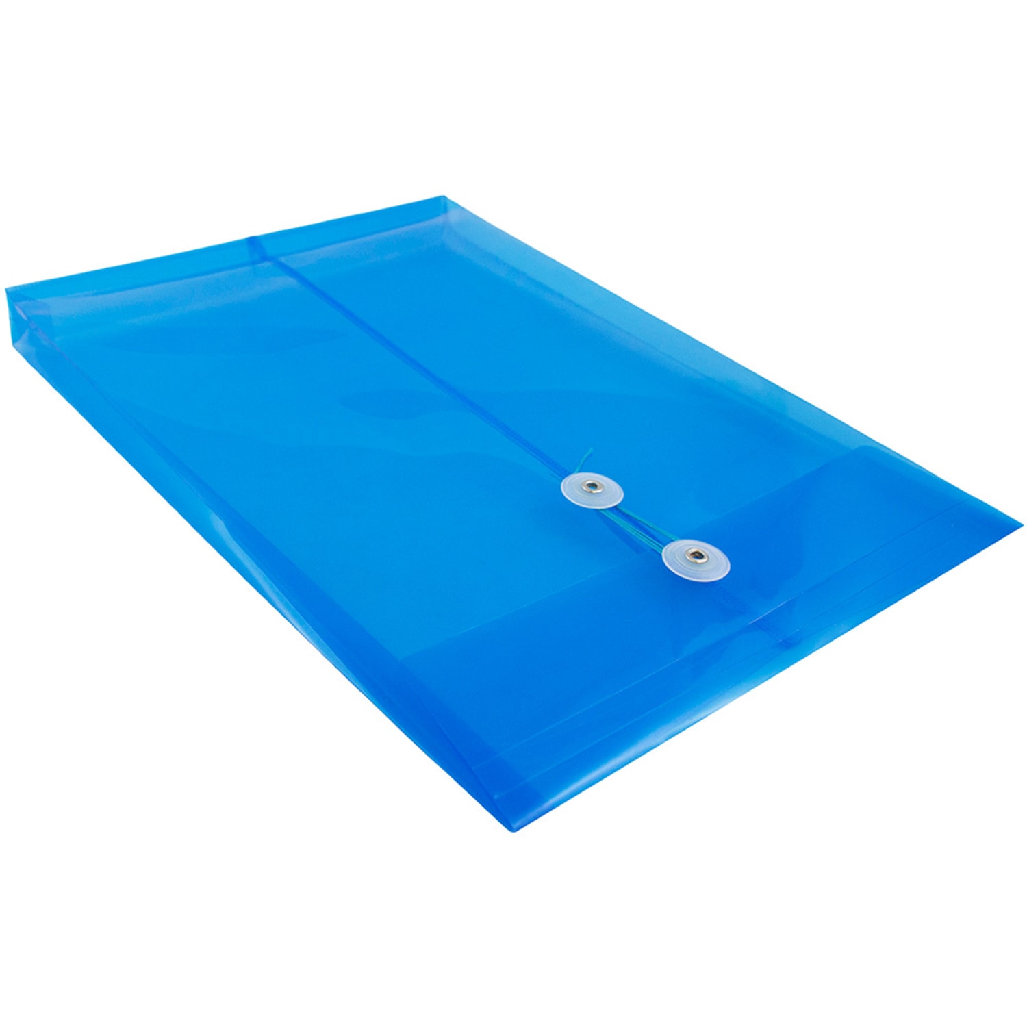 JAM Paper Open-End Plastic Envelopes, Legal-Size, 9 3/4in x 14 1/2in, Button & String Closure, Blue, Pack Of 12 - Image 5