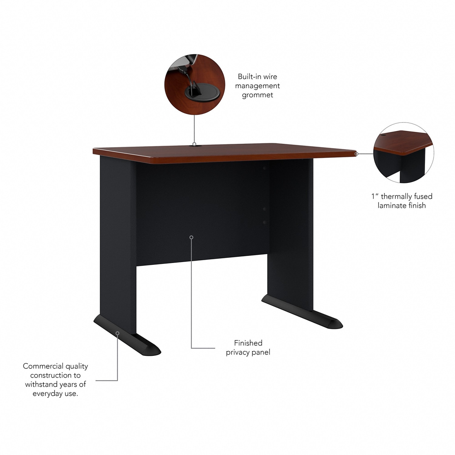 Bush Business Furniture Office Advantage 36inW Computer Desk, Hansen Cherry/Galaxy, Standard Delivery - Image 4