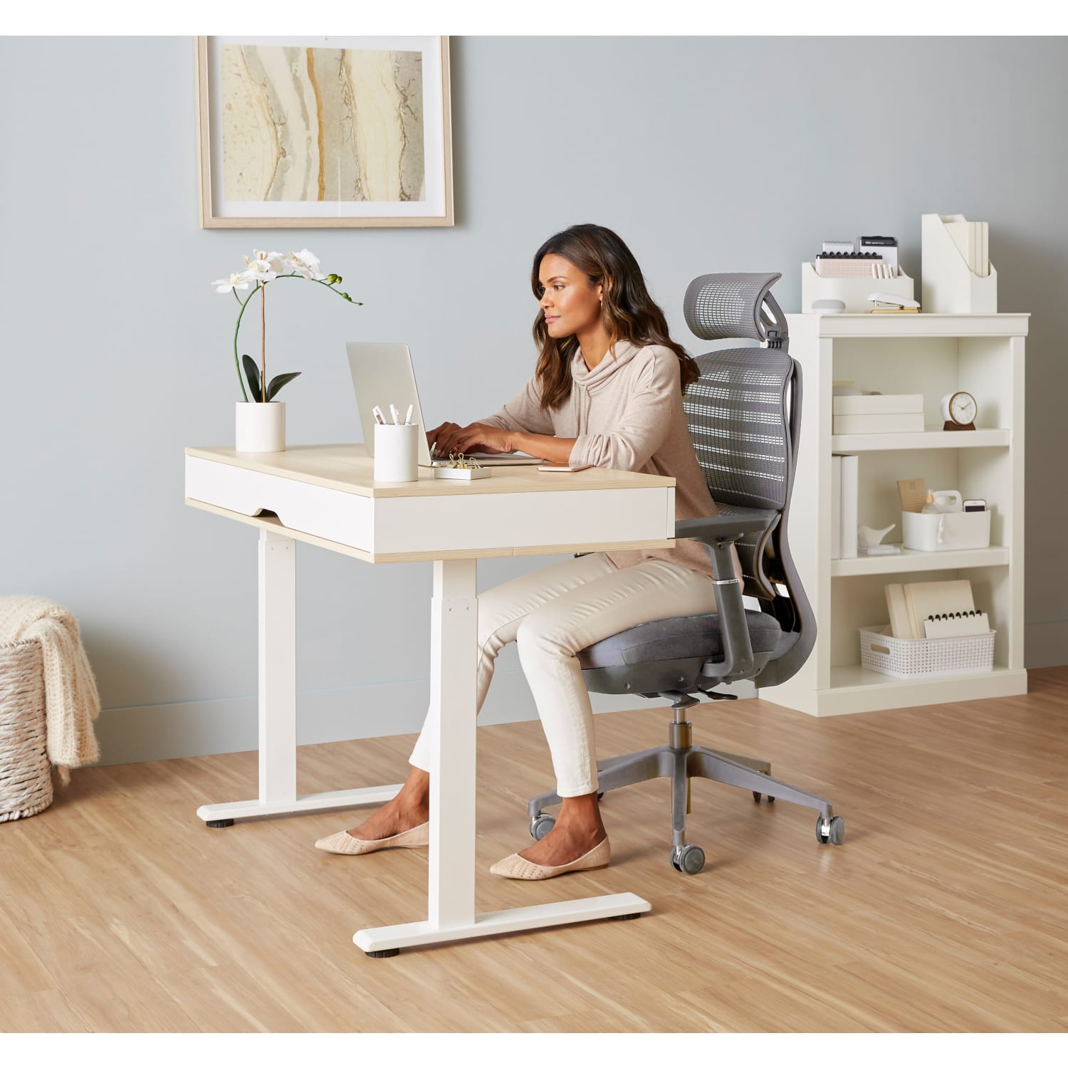 WorkPro Momentum Ergonomic MeshMesh Active High Back Office Chair GrayGray BIFMA Compliant PopularChairscom