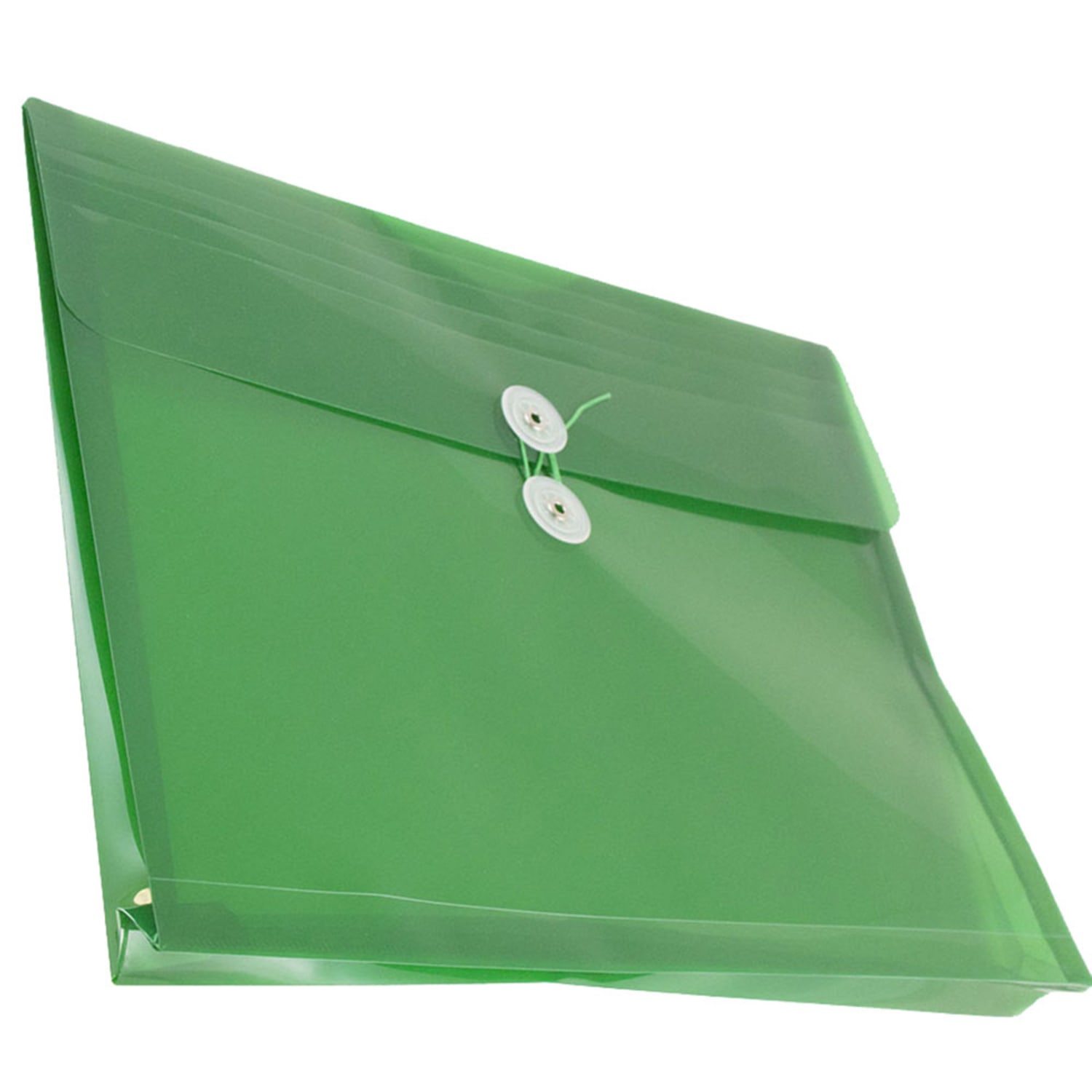 JAM Paper Booklet Plastic Envelopes, Letter-Size, 9 3/4in x 13in, Button & String Closure, Green, Pack Of 12 - Image 3
