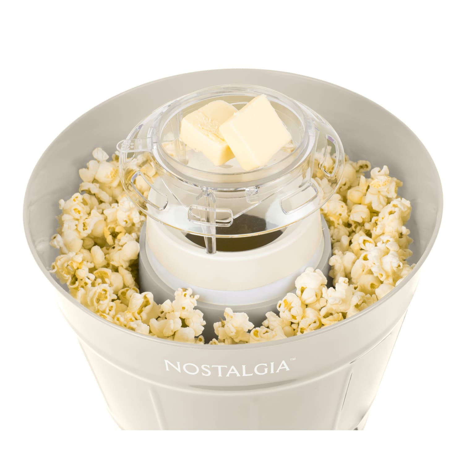 Nostalgia Hot Air Popcorn Maker And Bucket, 10-1/8inH x 9-15/16inW x 9-15/16inD, Khaki - Image 3