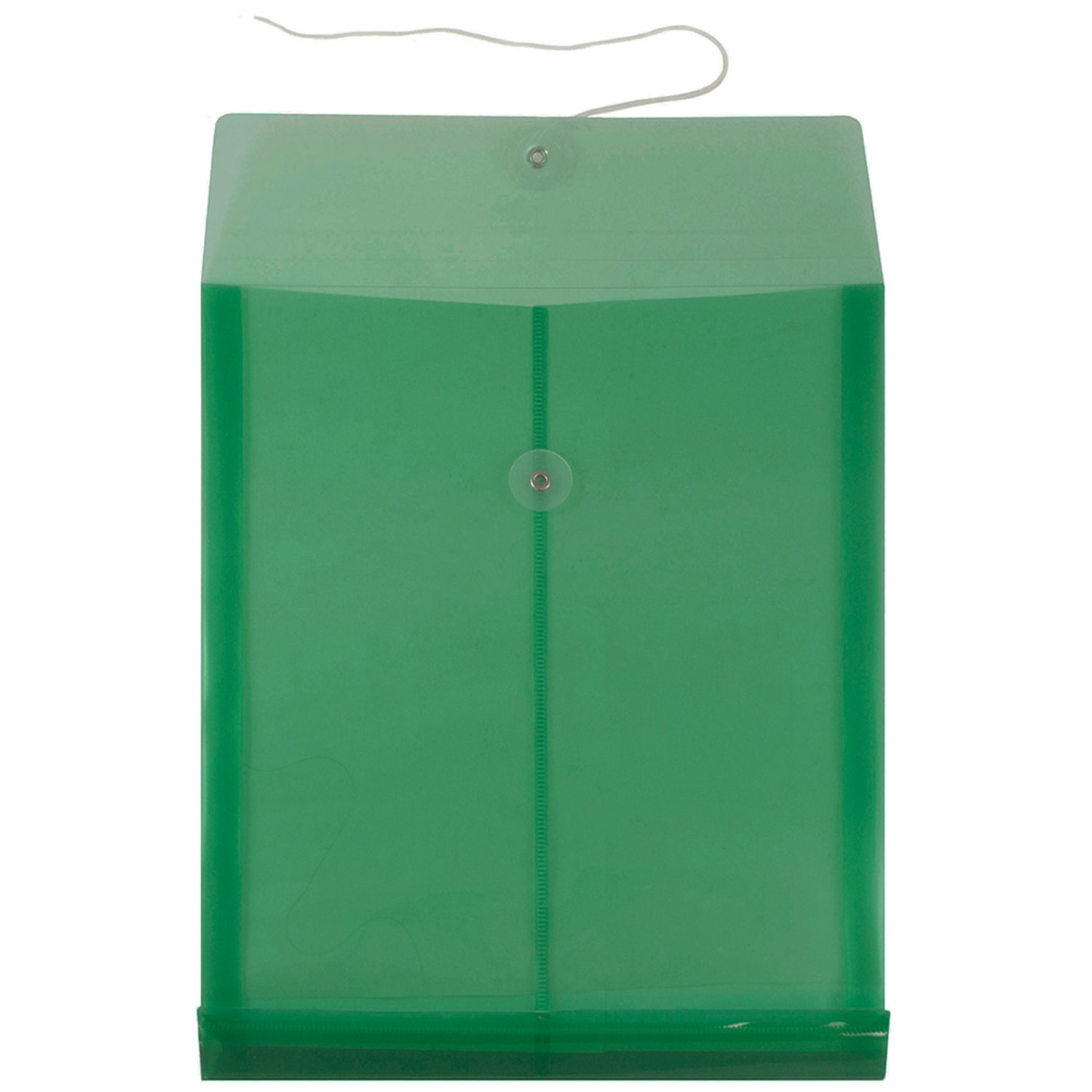 JAM Paper Open-End Plastic Envelopes, Letter-Size, 9 3/4in x 11 3/4in, Button & String Closure, Green, Pack Of 12 - Image 3