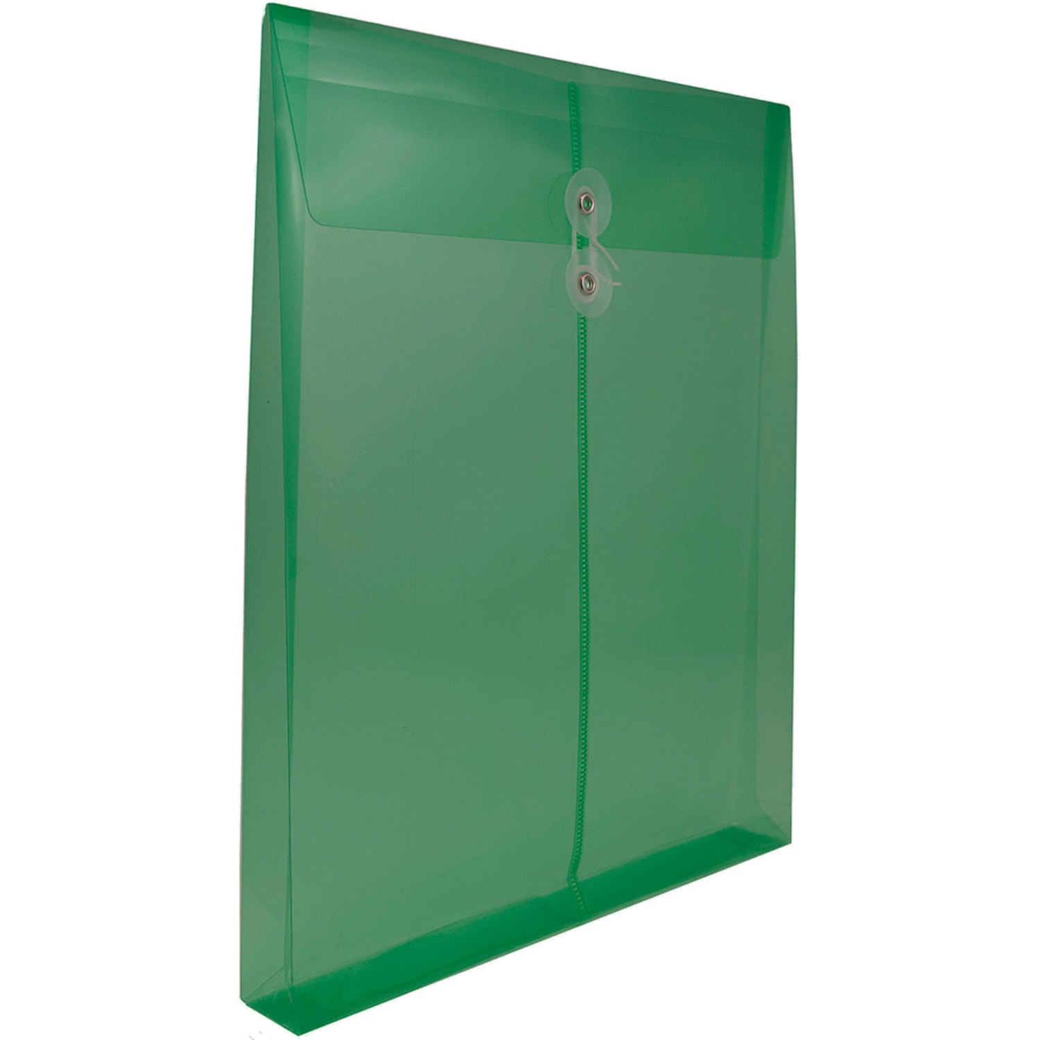 JAM Paper Open-End Plastic Envelopes, Letter-Size, 9 3/4in x 11 3/4in, Button & String Closure, Green, Pack Of 12 - Image 4