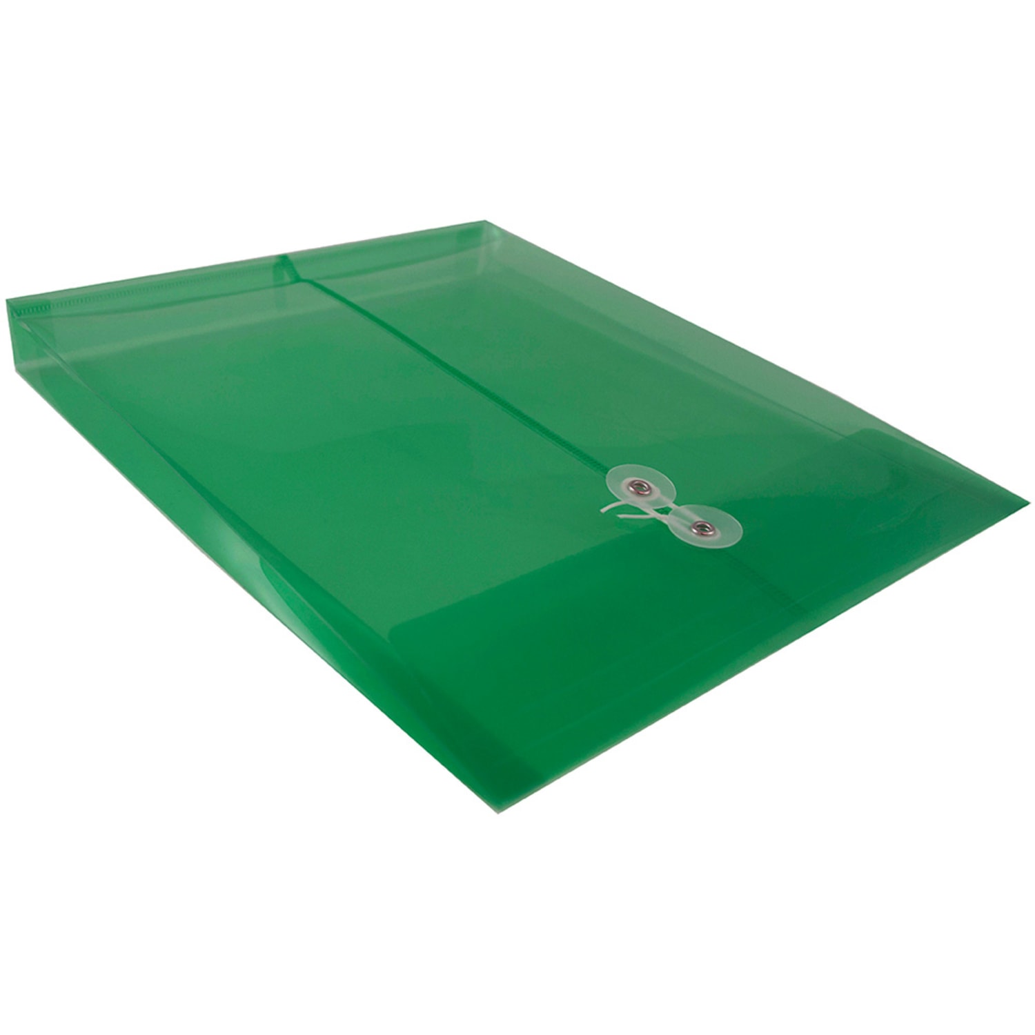 JAM Paper Open-End Plastic Envelopes, Letter-Size, 9 3/4in x 11 3/4in, Button & String Closure, Green, Pack Of 12 - Image 5