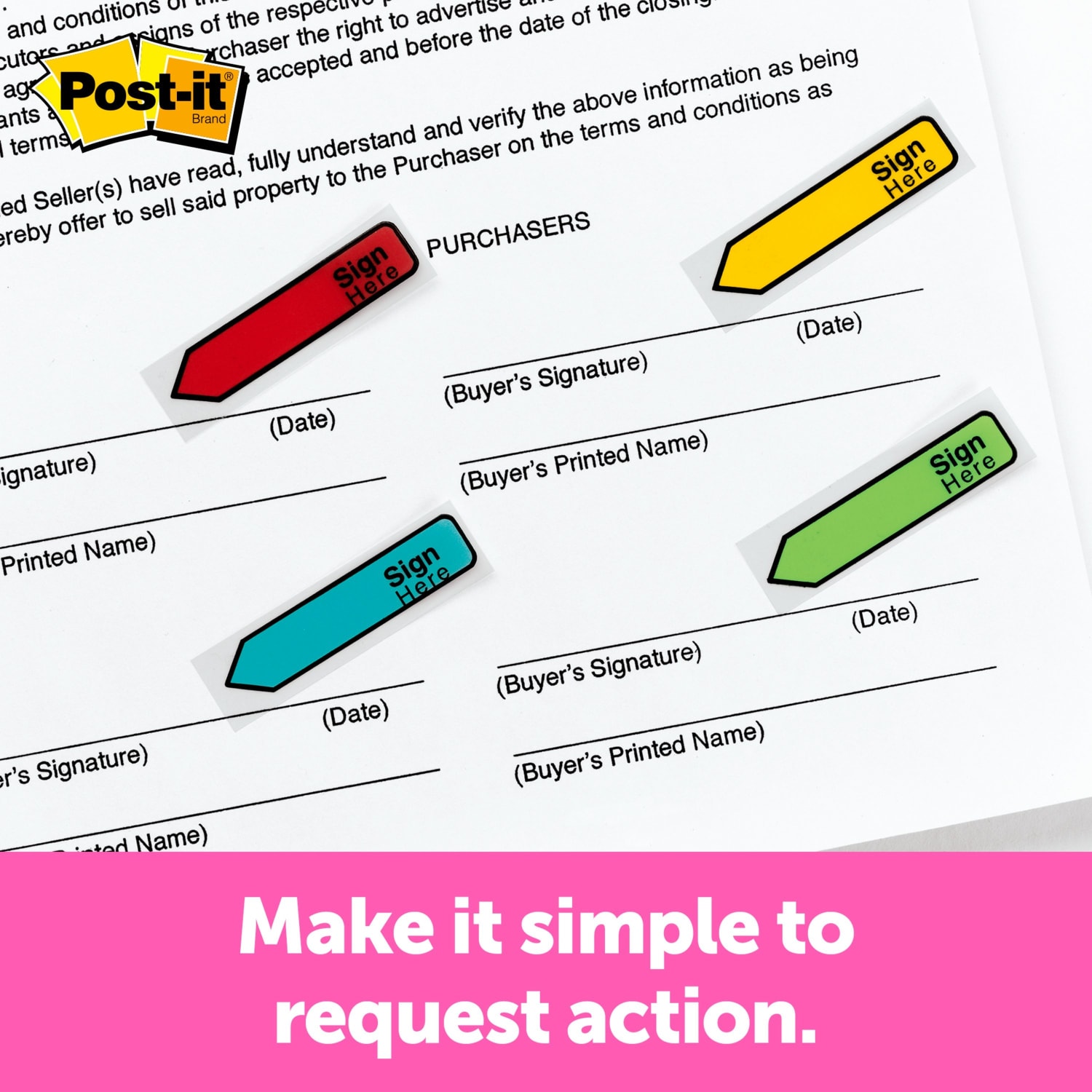 Post-it Notes Arrow Flags, " Sign Here", 1/2in, Red, 20 Flags Per Pad, Pack Of 4 Pads - Image 6