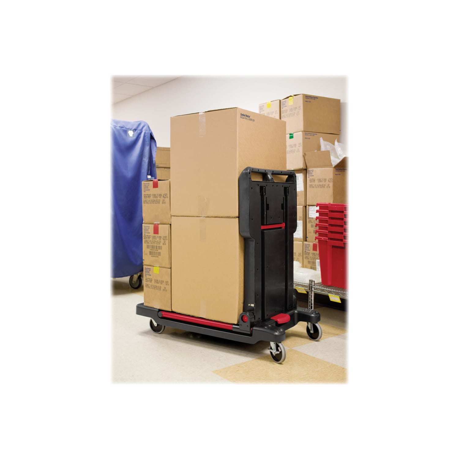 Rubbermaid Convertible Utility Cart/Platform Truck, Black/Red - Image 5