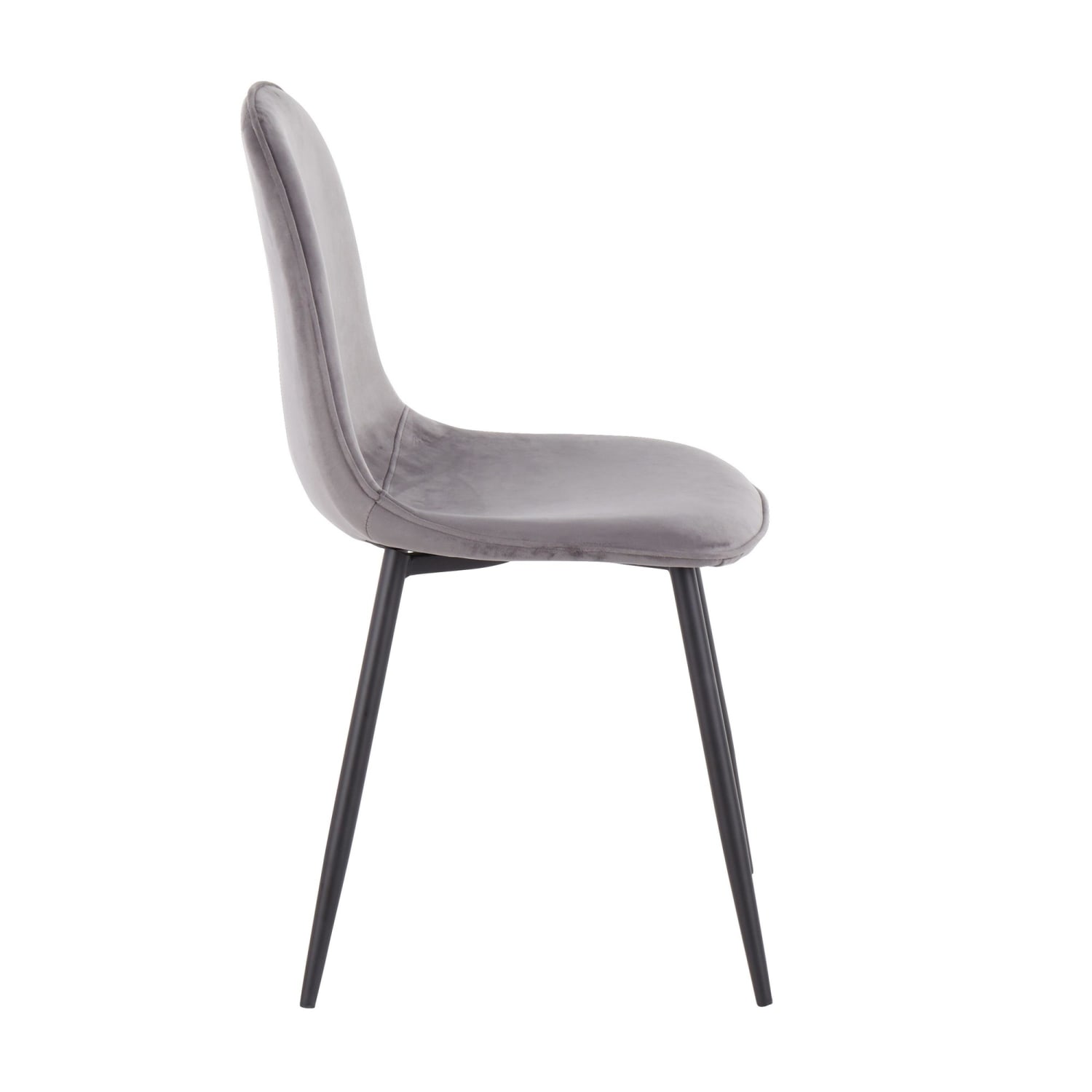 LumiSource Pebble Velvet Chairs, Gray/Black, Set Of 2 Chairs - Image 3