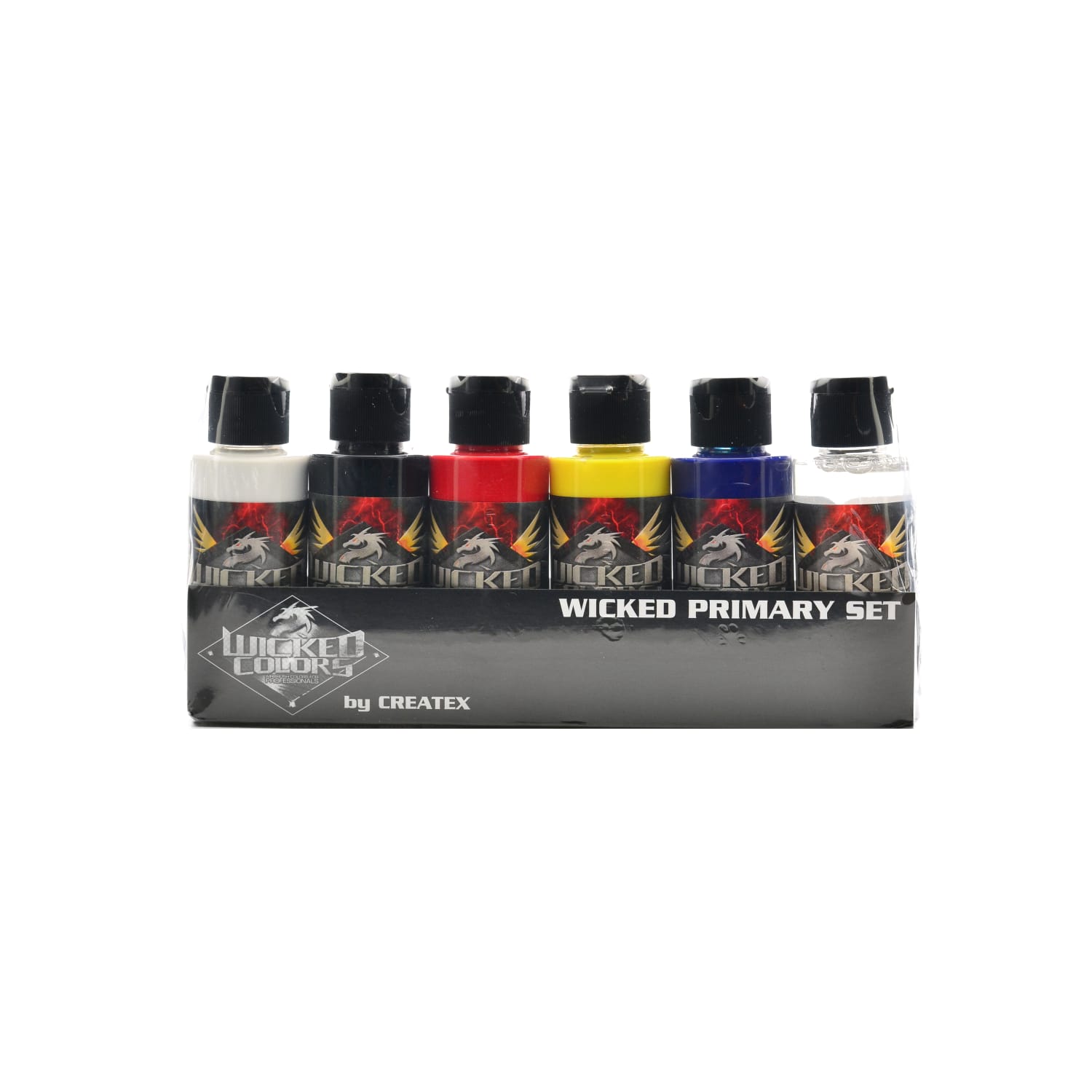 Createx Wicked Airbrush Color Set, Primary Set, 2 Oz