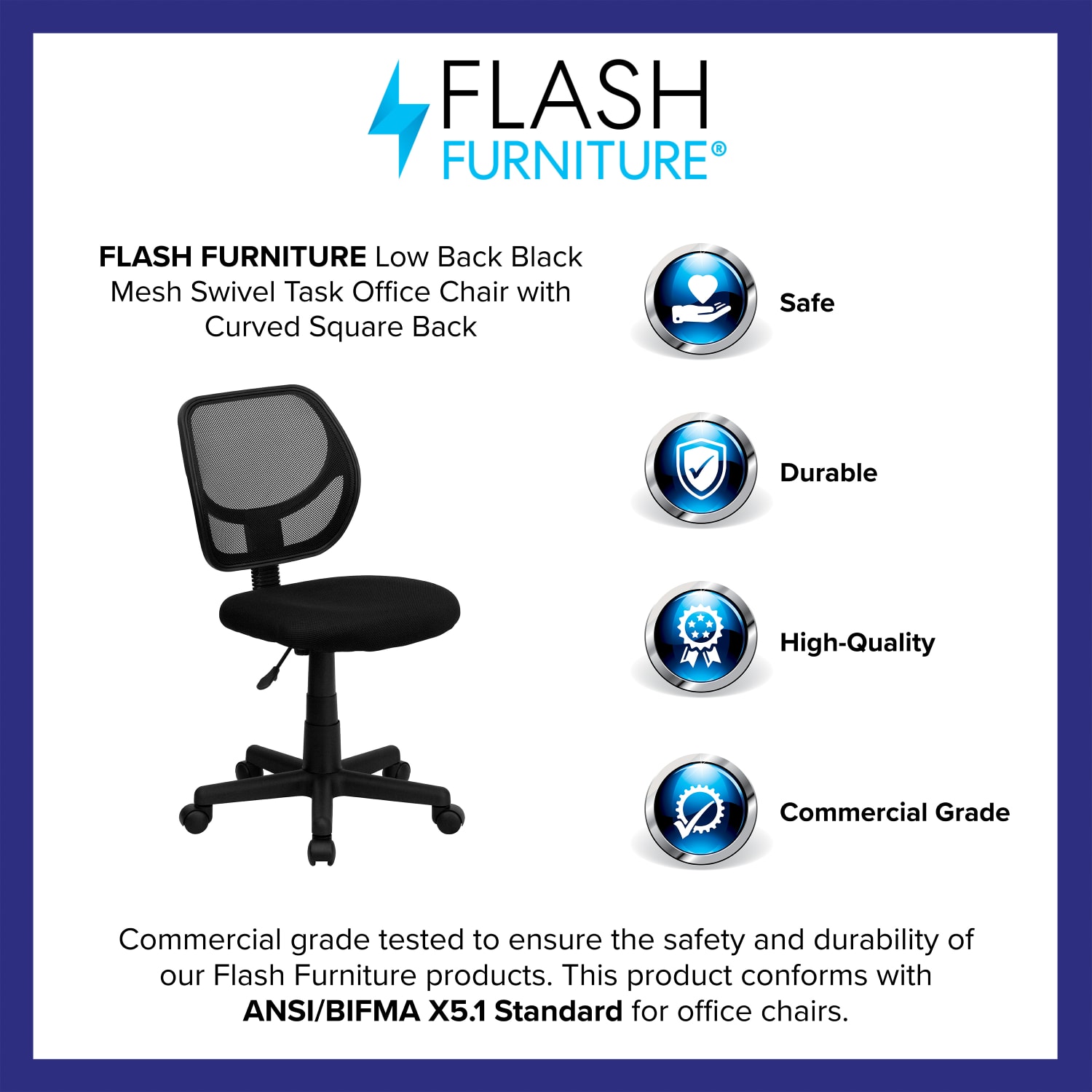 Flash Furniture Mesh Low-Back Swivel Task Chair, Black - Image 5