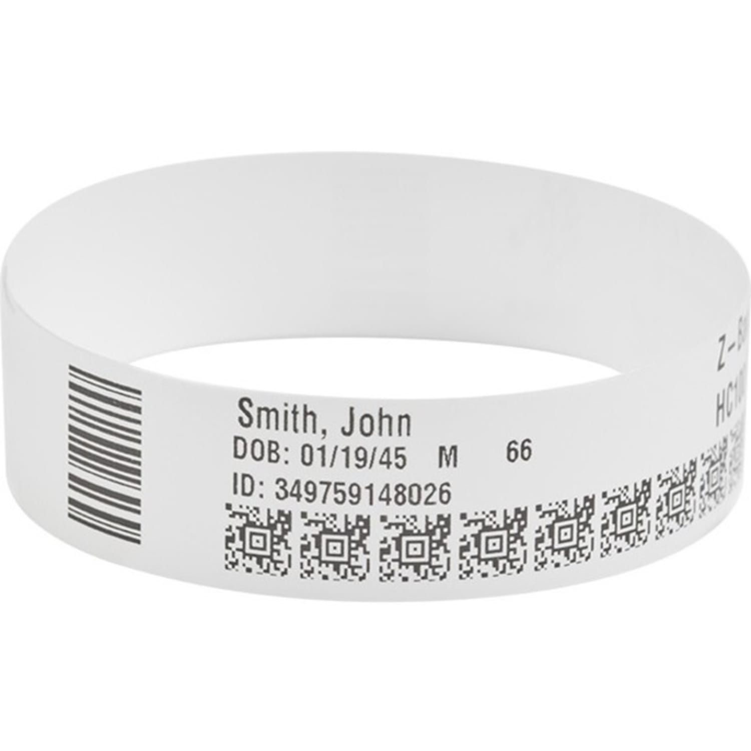 Zebra Wristband Polypropylene 1 x 11in Direct Thermal Zebra Z-Band Direct HC100 - 1in Width x 11in Length - 200/Roll - 1200 / Case - White, White - Image 4