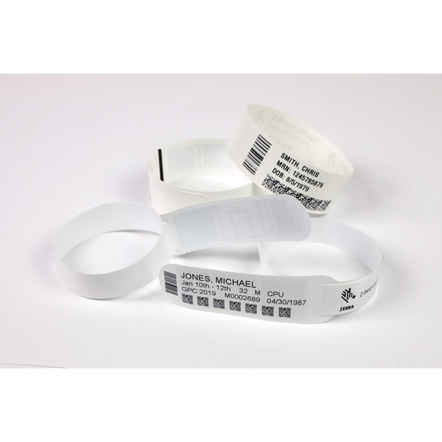 Zebra Wristband Polypropylene 1 x 11in Direct Thermal Zebra Z-Band Direct HC100 - 1in Width x 11in Length - 200/Roll - 1200 / Case - White, White - Image 5