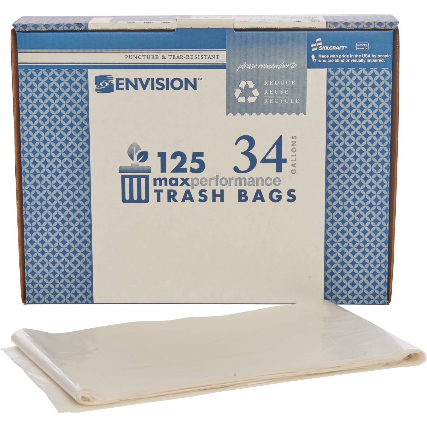 SKILCRAFT Trash Bags, 34 gal, 32inH x 44inW, Clear, 100 Bags (AbilityOne NSN1506256) - Image 4