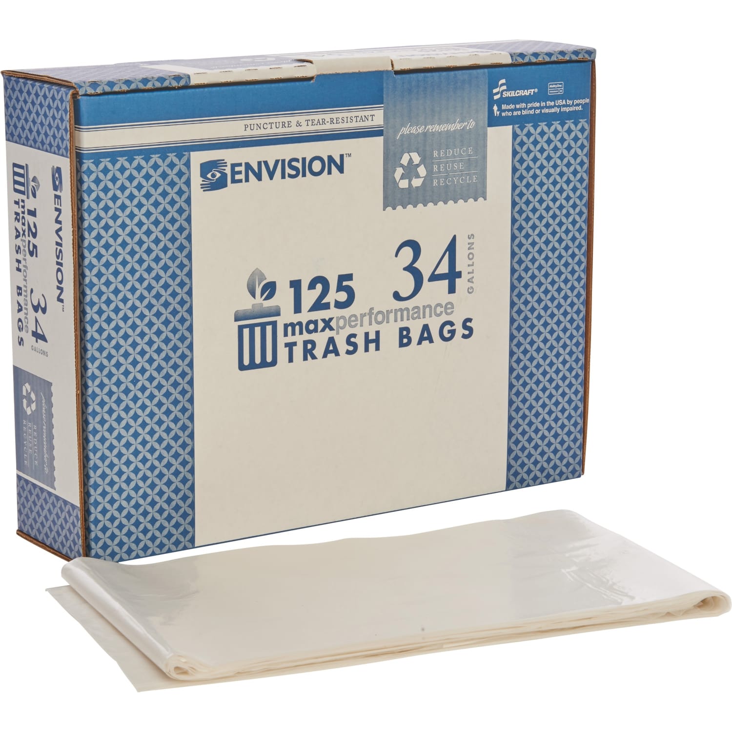SKILCRAFT Trash Bags, 34 gal, 32inH x 44inW, Clear, 100 Bags (AbilityOne NSN1506256) - Image 5