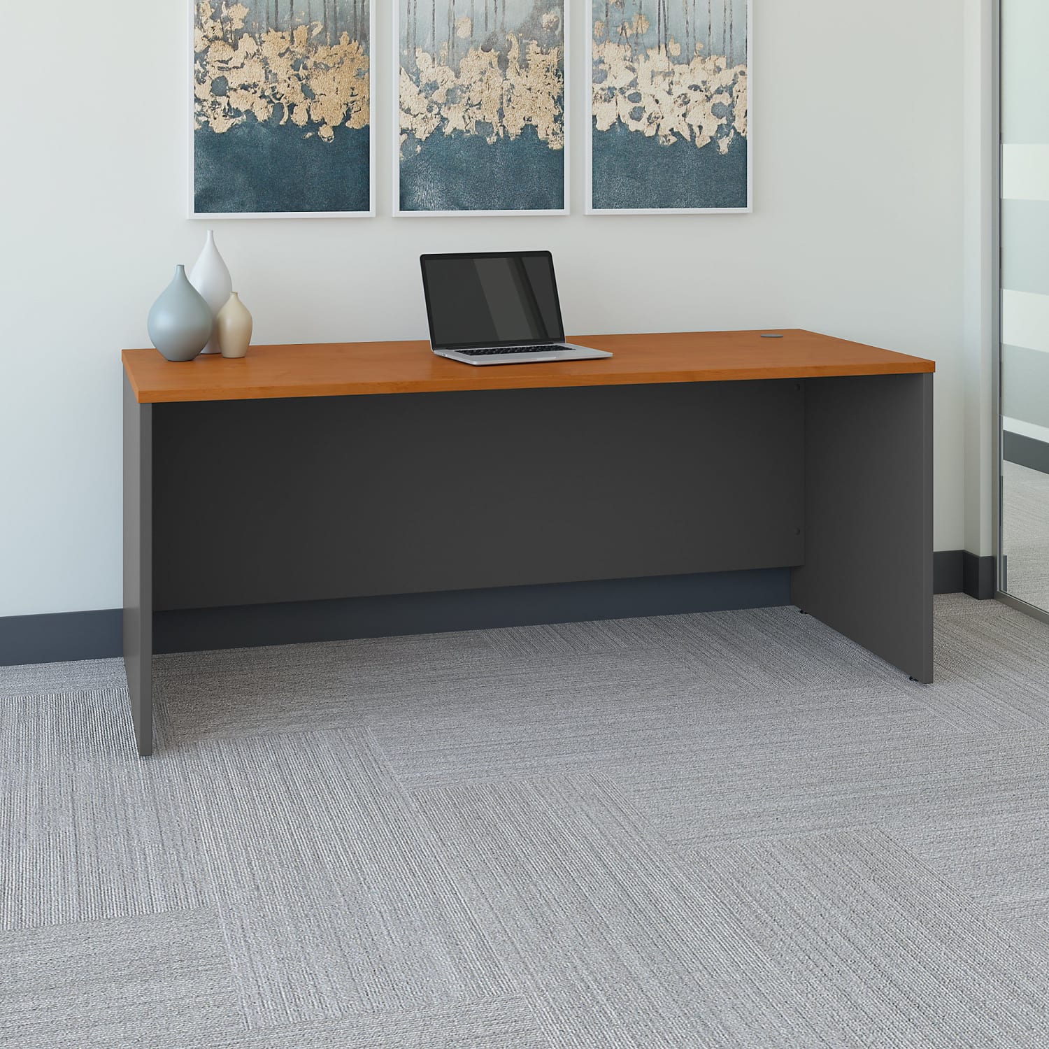 Bush Business Furniture Components Office 72inW Computer Desk, Natural Cherry/Graphite Gray, Standard Delivery - Image 3