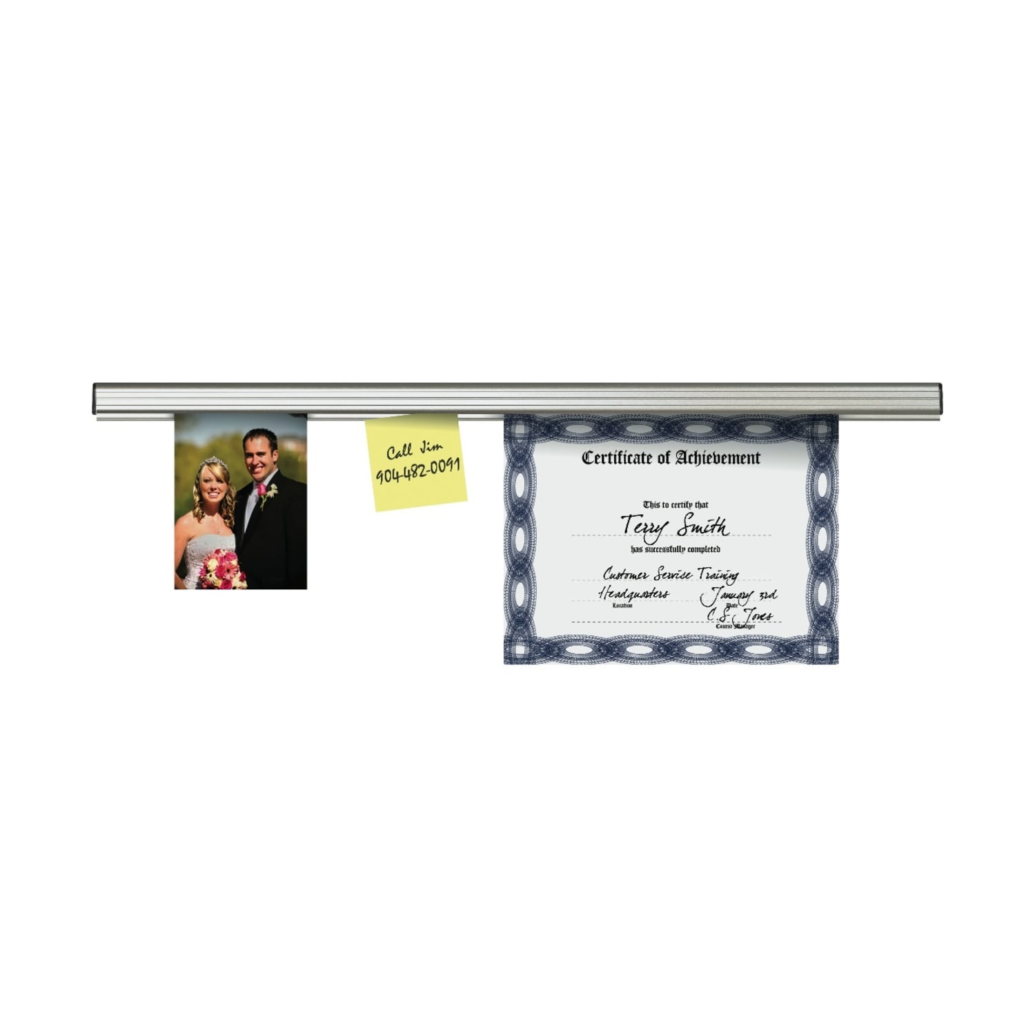 Advantus Grip-A-Strip Display Rail, 1 1/2in x 96in, Satin