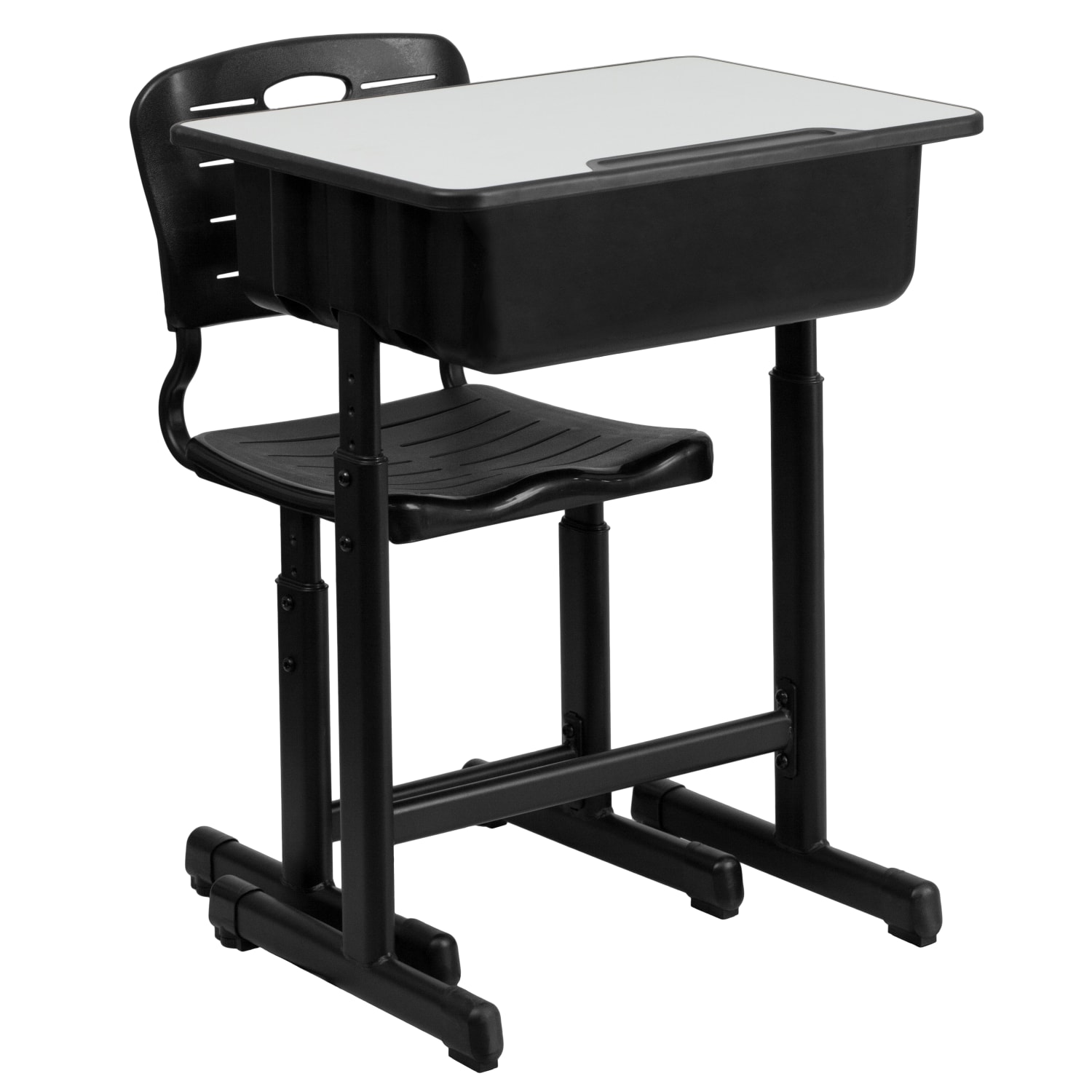 Flash Furniture Adjustable Pedestal Frame Student Desk And Chair, Gray - Image 3
