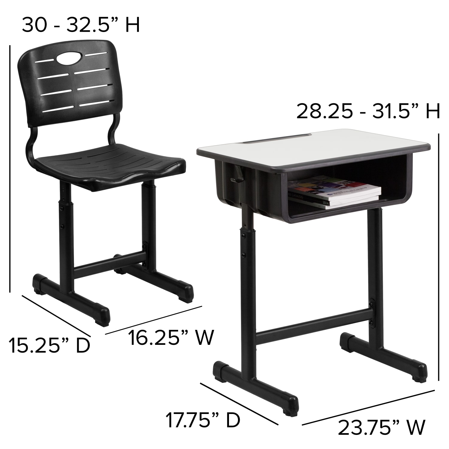 Flash Furniture Adjustable Pedestal Frame Student Desk And Chair, Gray - Image 7