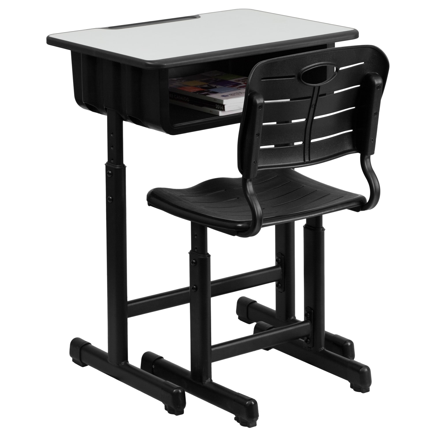 Flash Furniture Adjustable Pedestal Frame Student Desk And Chair, Gray - Image 8