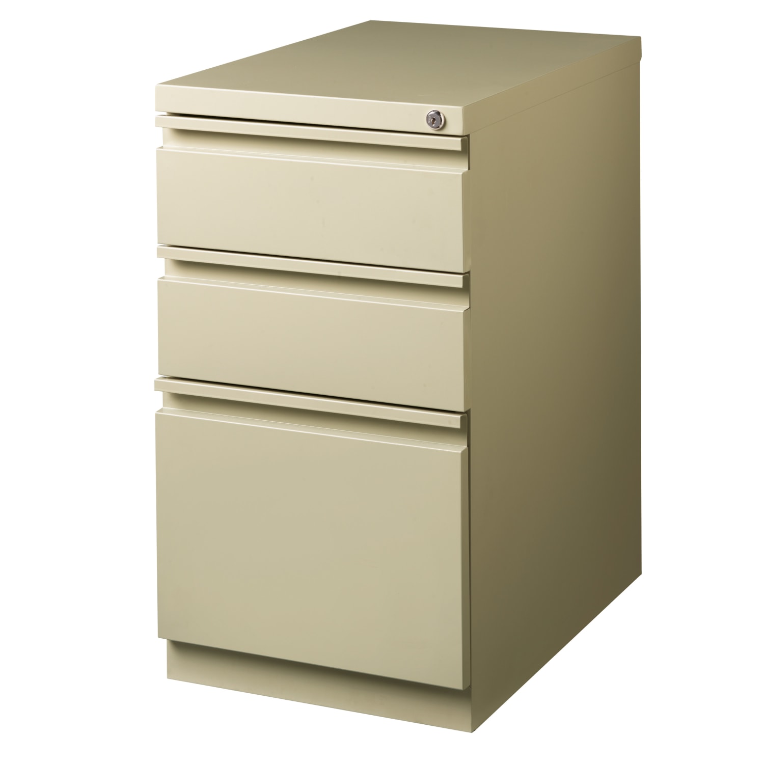 WorkPro 23inD Vertical 3-Drawer Letter-Size Mobile Pedestal File Cabinet, Metal, Putty - Image 4