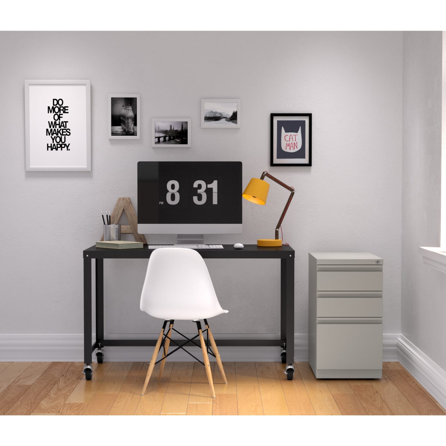 WorkPro 23inD Vertical 3-Drawer Letter-Size Mobile Pedestal File Cabinet, Metal, Light Gray - Image 6